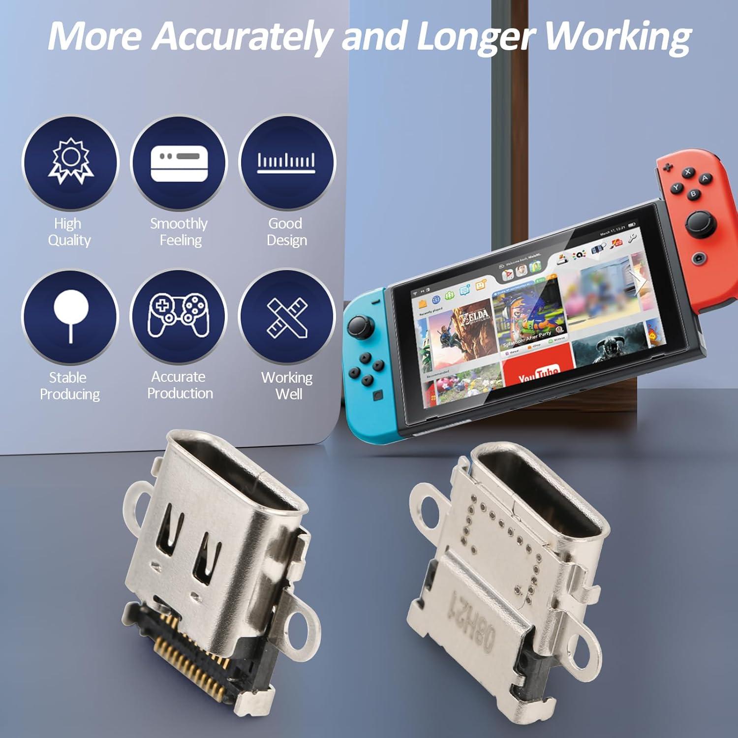 Reemplazo Puerto Carga Nintendo Switch + Tornillos y Herramientas