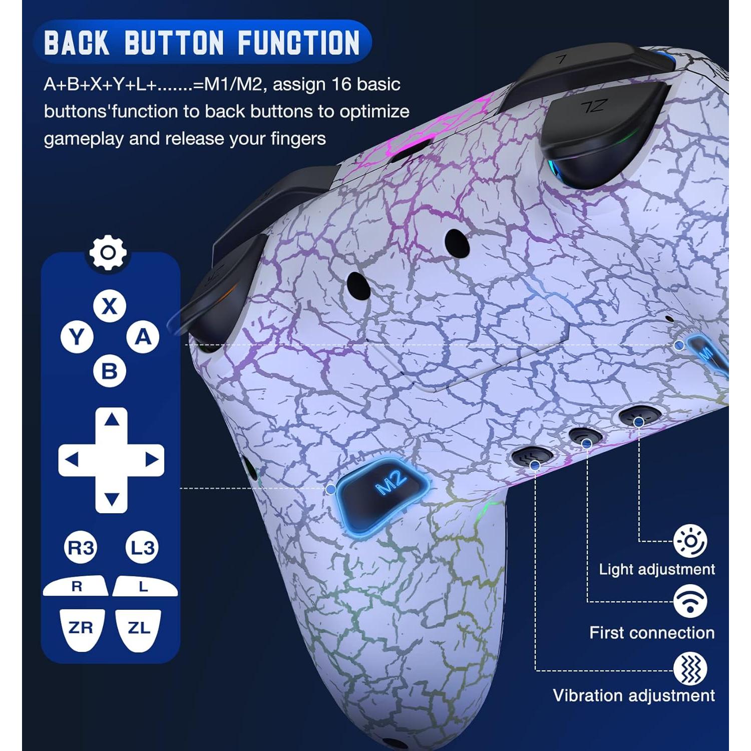 Controlador Inalámbrico Gammeefy para Nintendo Switch - LED 9 Colores