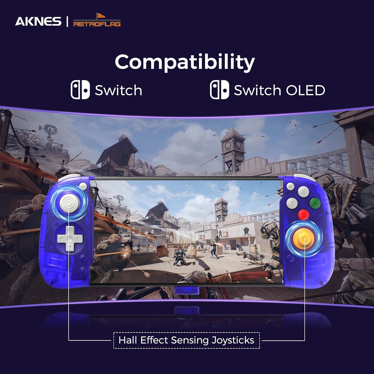 AKNES RetroFlag Handheld Controller for Nintendo Switch and Switch OLED, Pro Controller One-Piece Joypad, Full-Size Ergonomic design, with Turbo/Vibration/Gyro/Button Swap