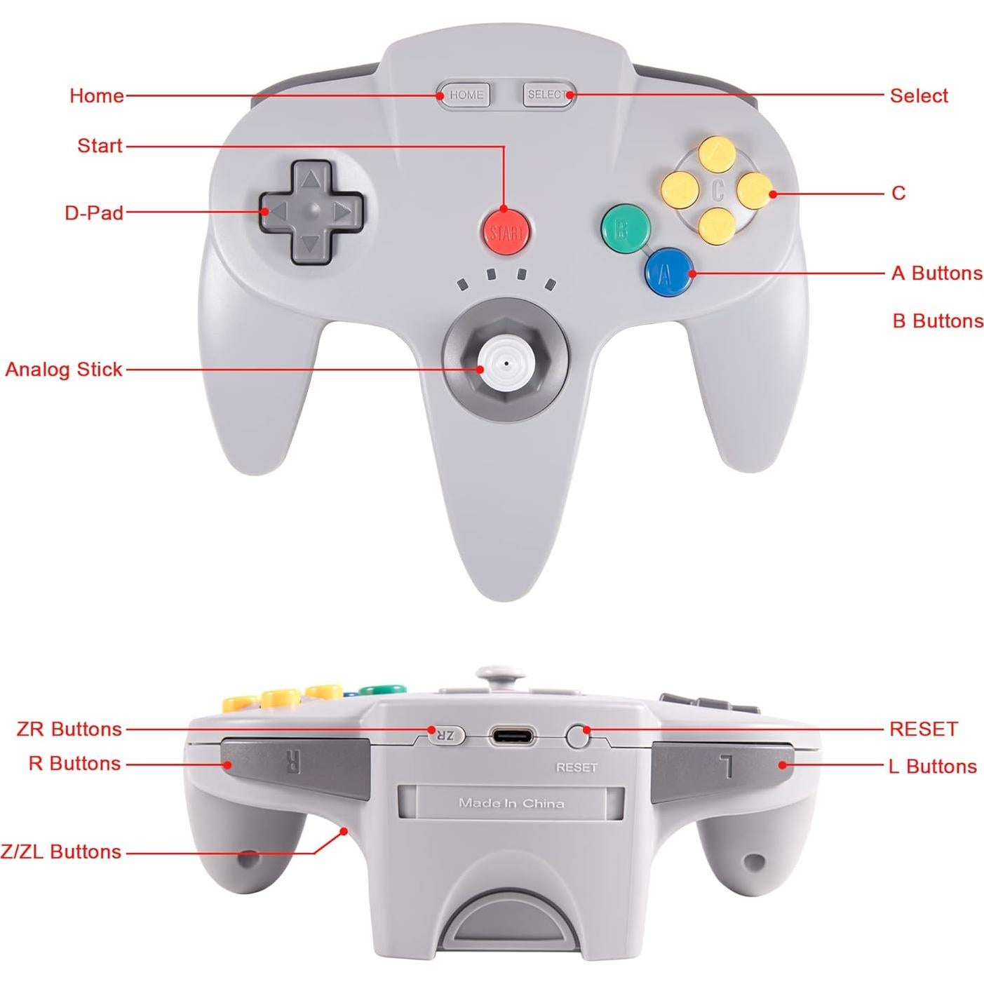 Controlador Inalámbrico N64 KIWITATA para Switch - 2 Pack