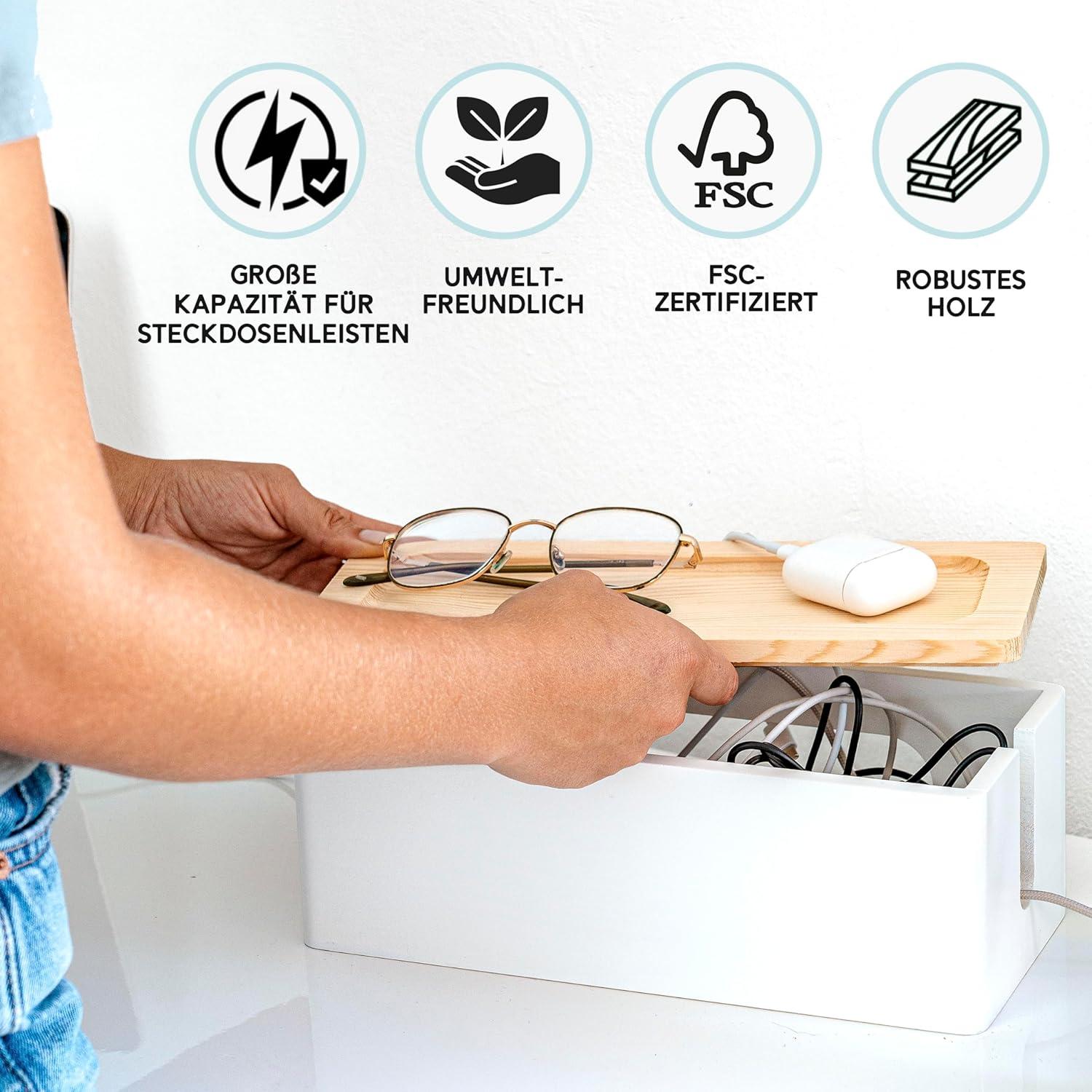 Juego de 2 Cajas de Gestión de Cables NATURE SUPPLIES Blanco