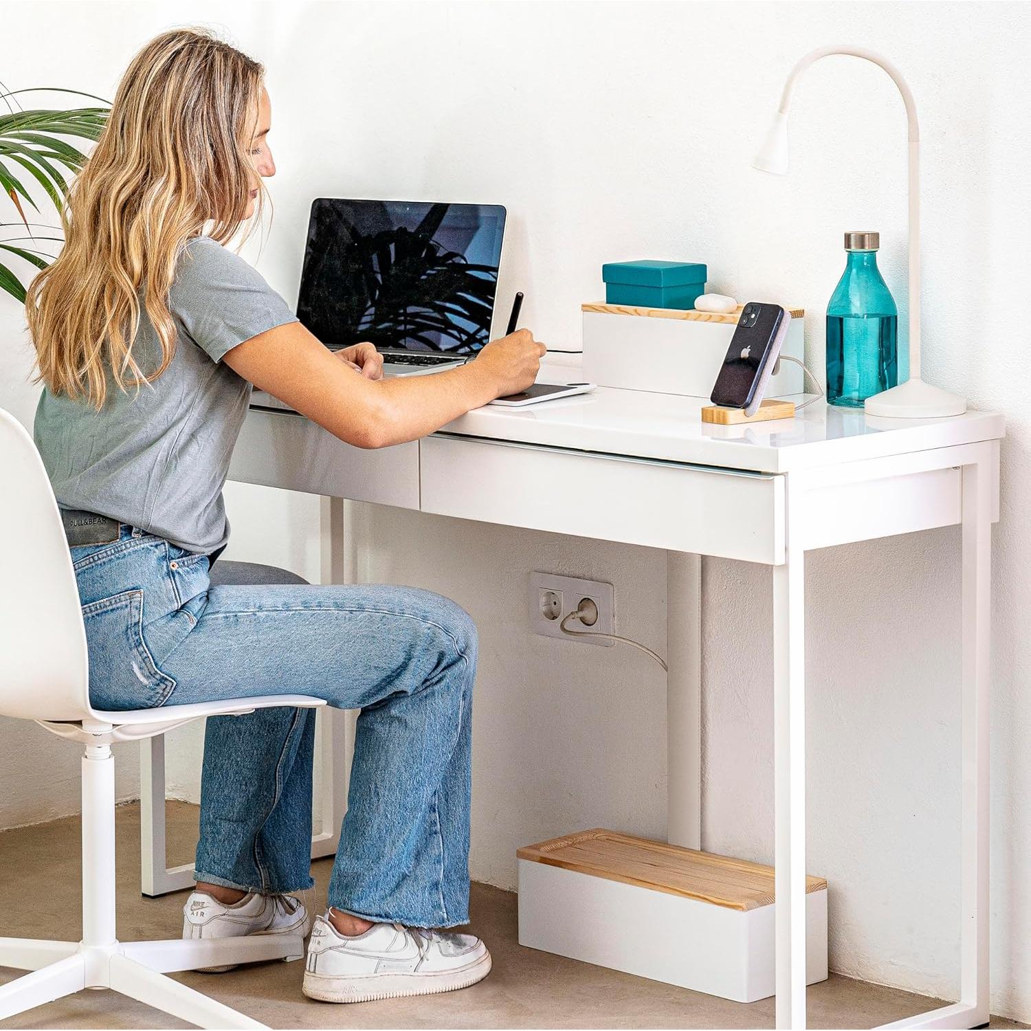 Juego de 2 Cajas de Gestión de Cables NATURE SUPPLIES Blanco