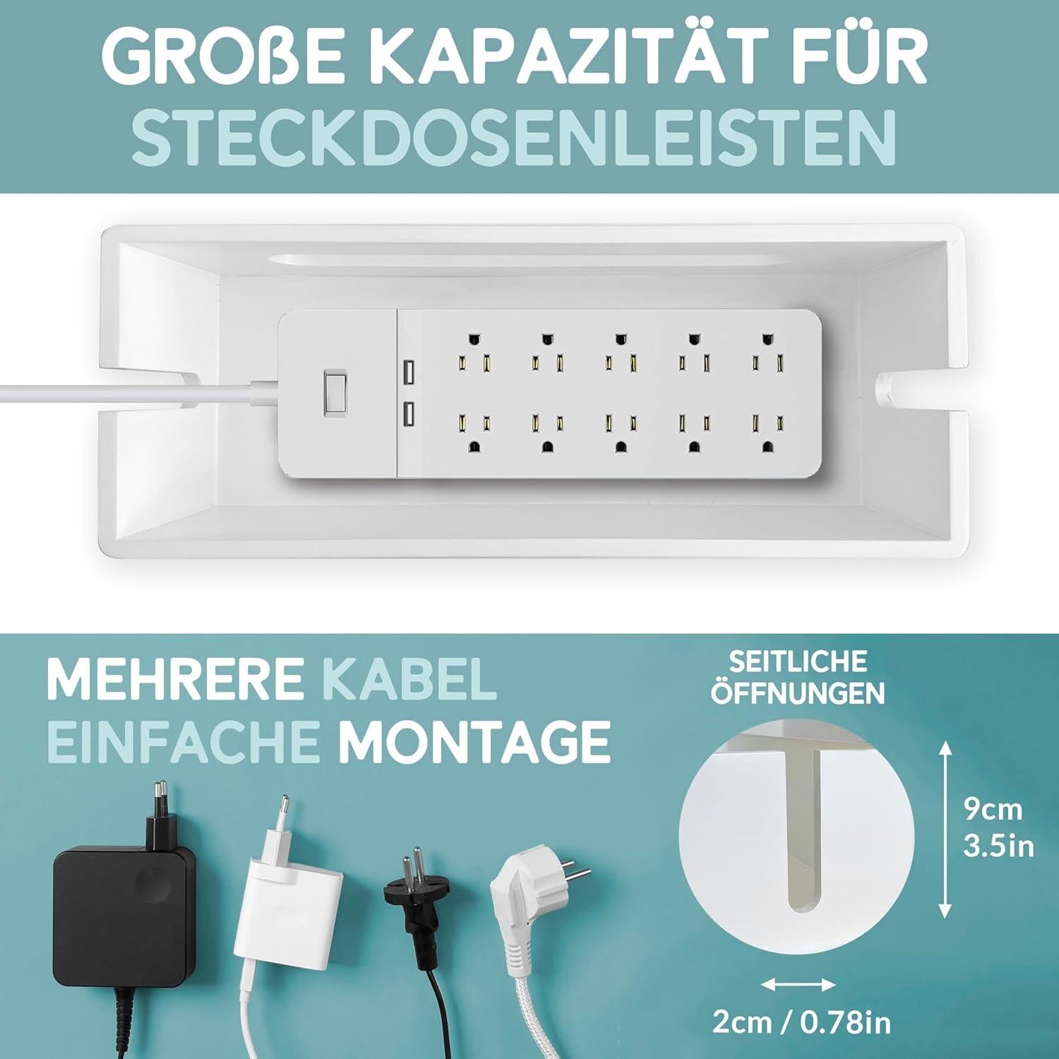 Juego de 2 Cajas de Gestión de Cables NATURE SUPPLIES Blanco