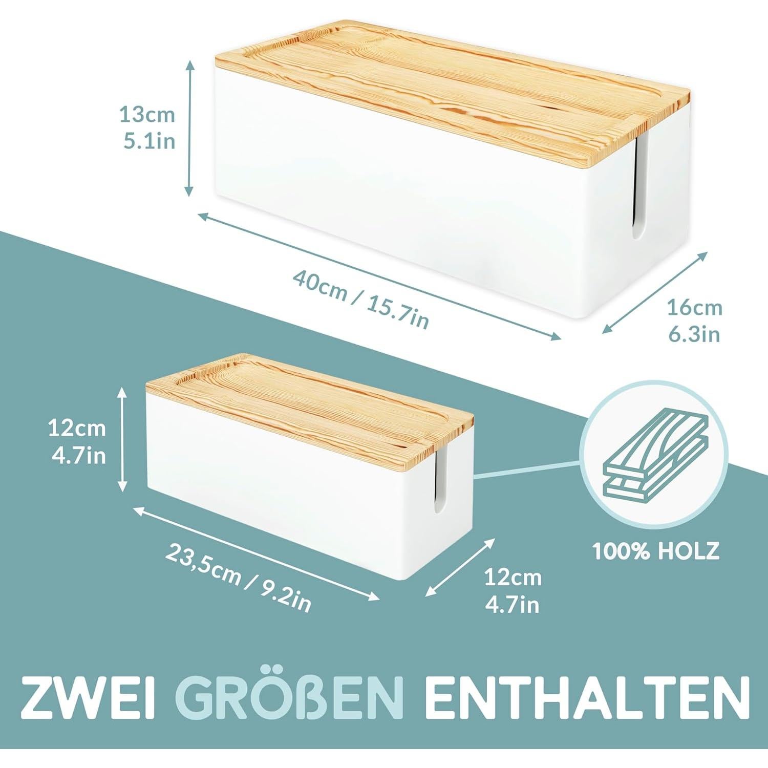 Juego de 2 Cajas de Gestión de Cables NATURE SUPPLIES Blanco