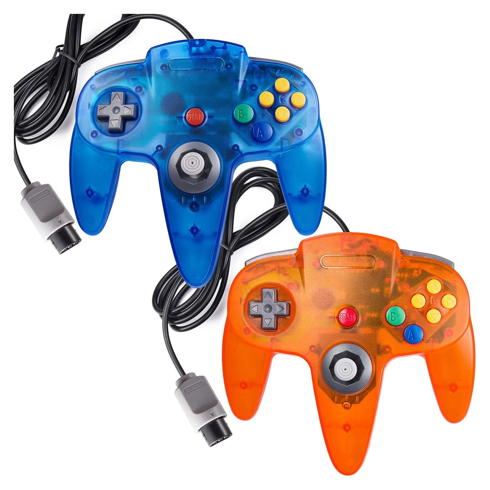 2 Controladores Clásicos N64 miadore Azul Selva/Naranja