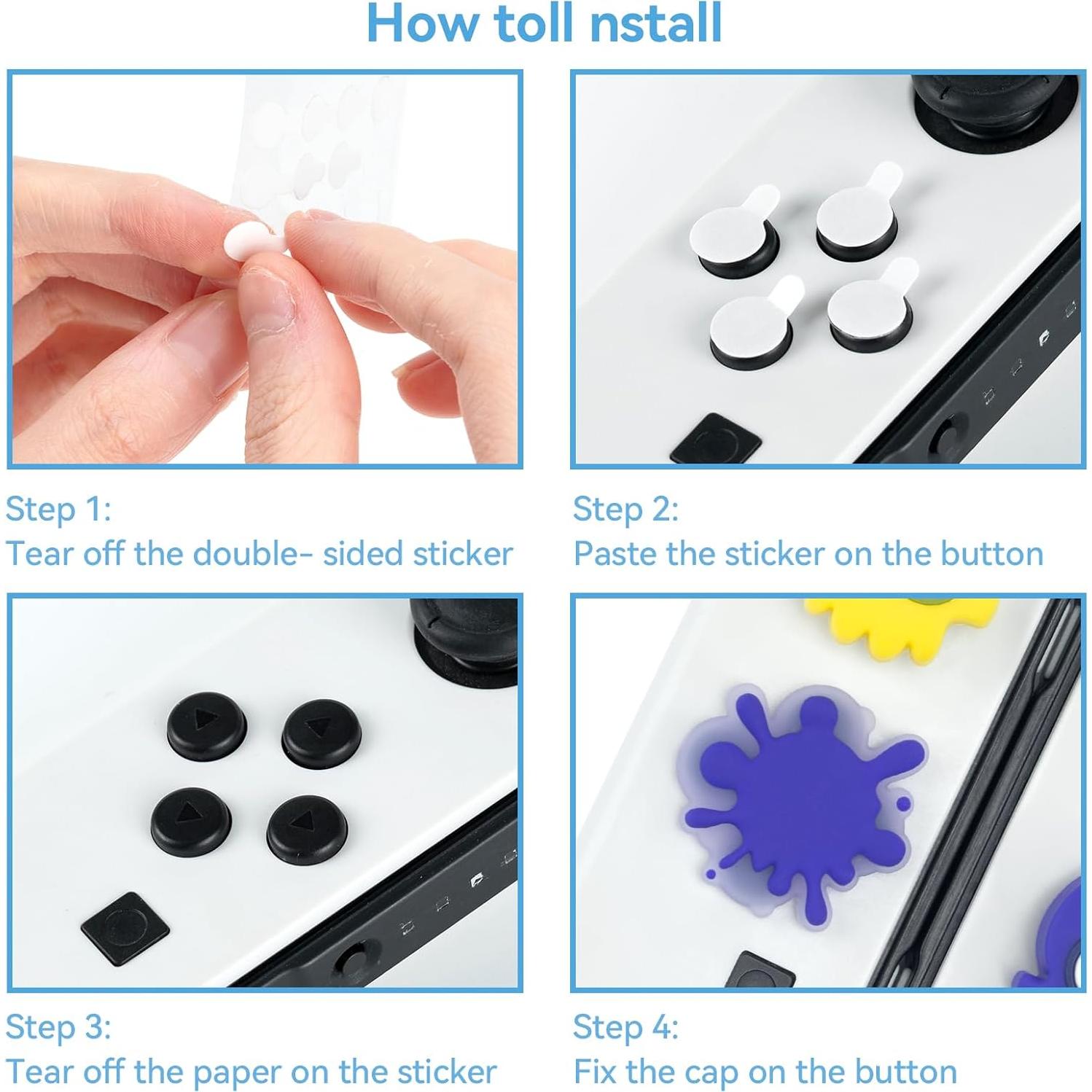 Juego de tapas de botones D-Pad WISHAVEN para Nintendo Switch