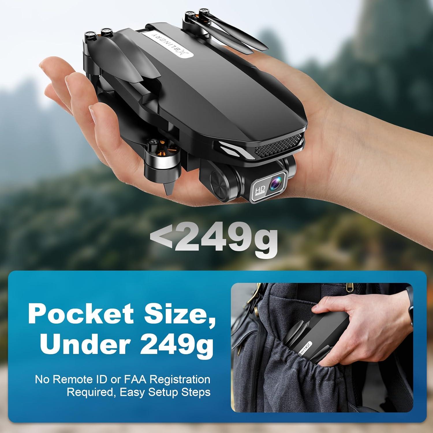 Dron FPV HD 2K BLINORY X60 con 2 Baterías y Motor Sin Escobillas