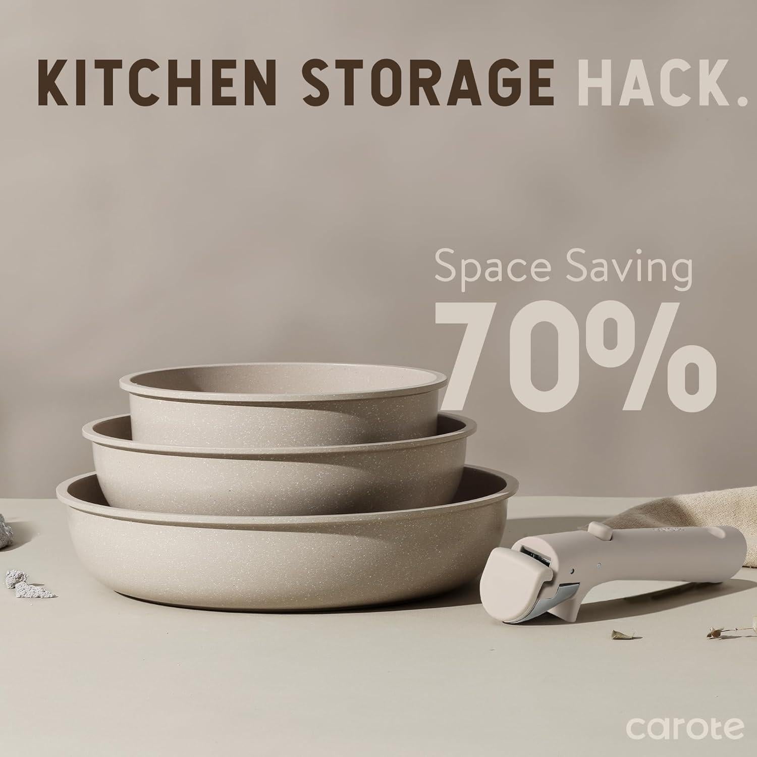 Juego de 15 Piezas de Ollas y Sartenes CAROTE Taupe