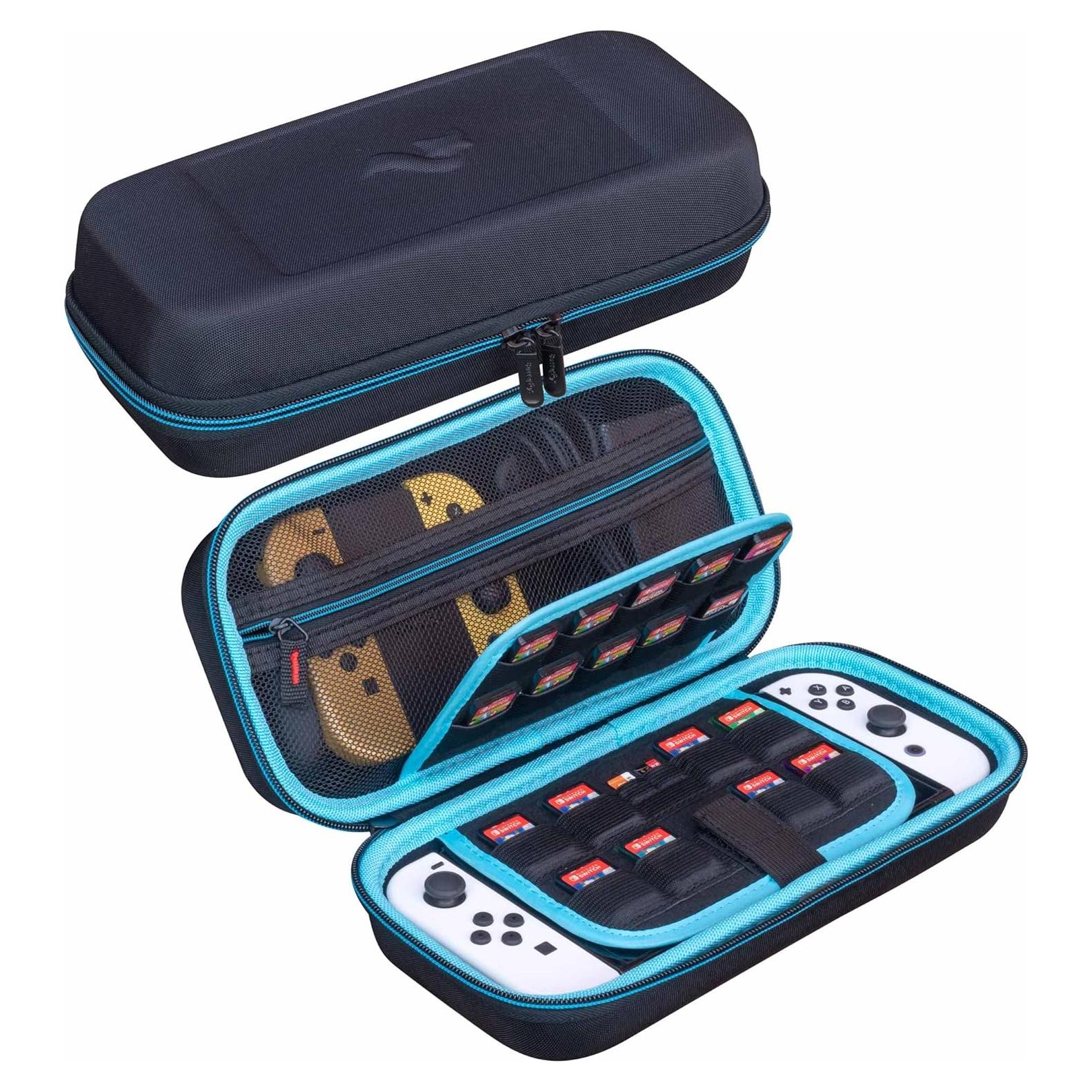 Funda ButterFox para Nintendo Switch OLED, 18 juegos, Negro/Azul