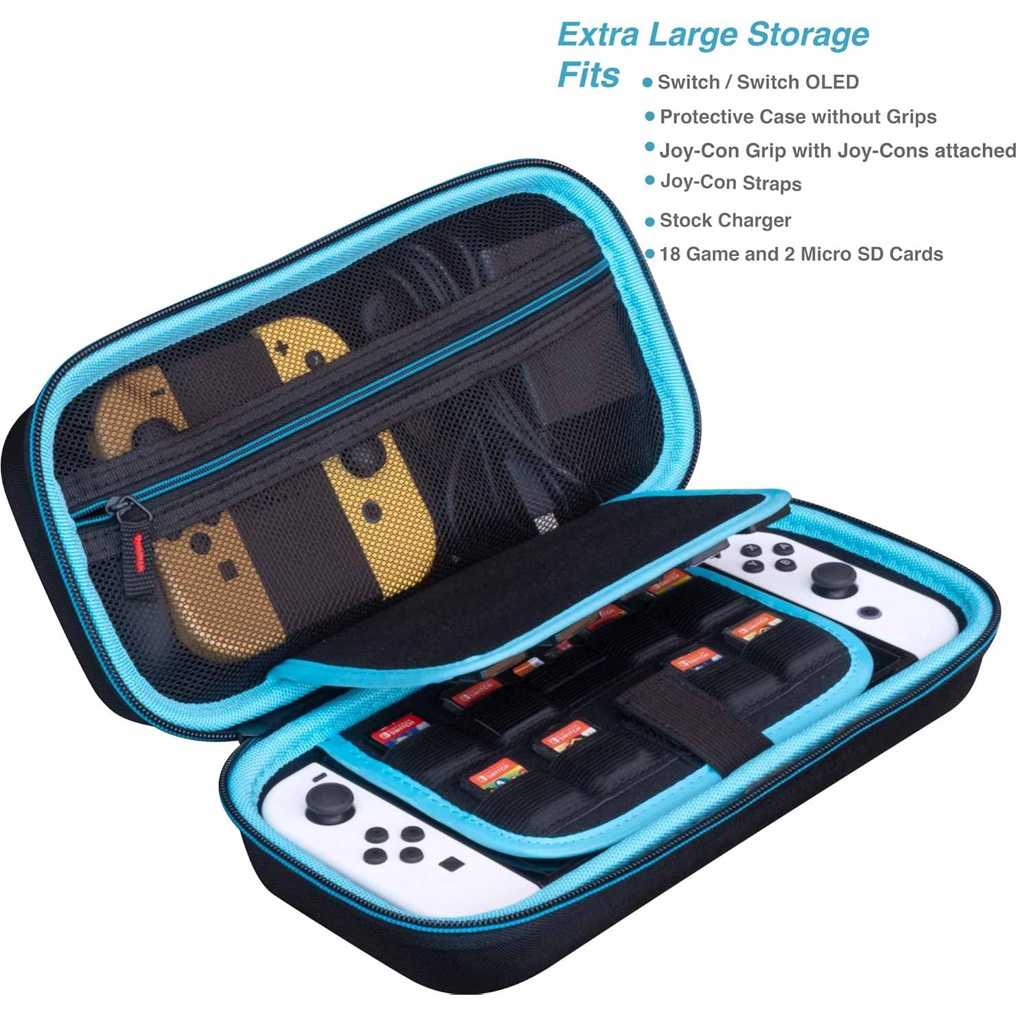 Funda ButterFox para Nintendo Switch OLED, 18 juegos, Negro/Azul