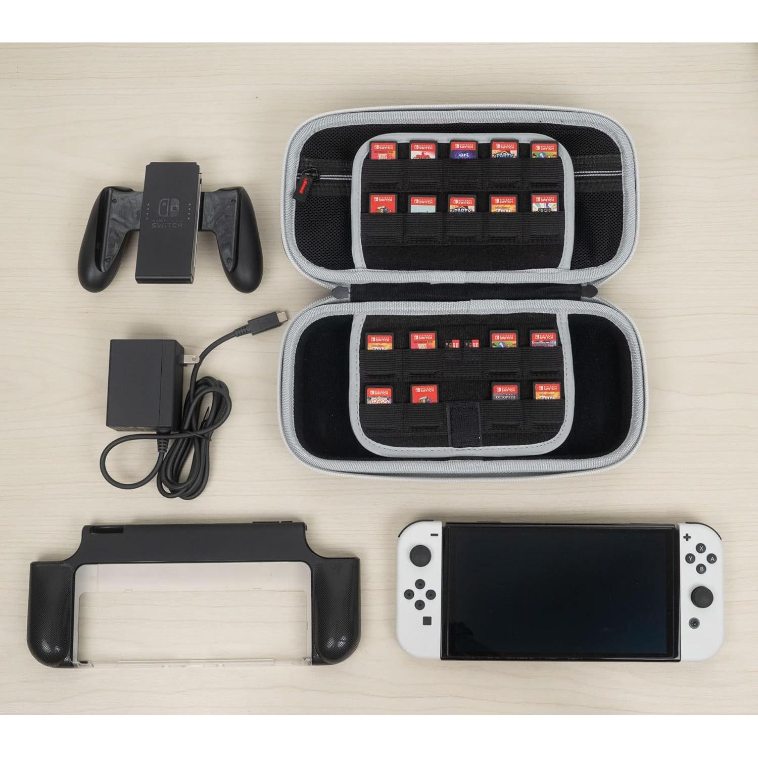 Funda ButterFox para Nintendo Switch OLED, 18 juegos, Negro/Azul