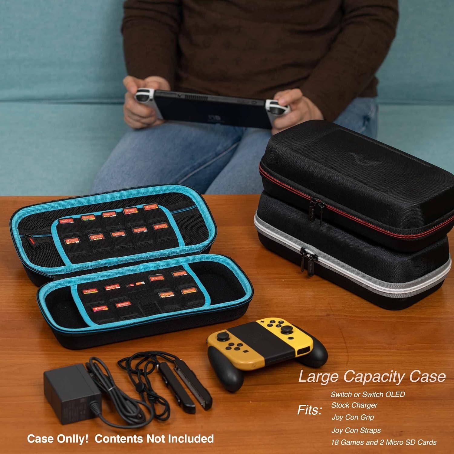 Funda ButterFox para Nintendo Switch OLED, 18 juegos, Negro/Azul