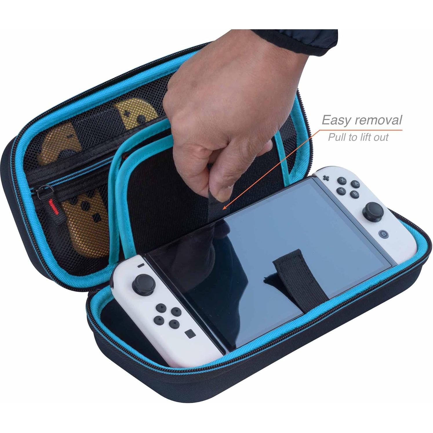 Funda ButterFox para Nintendo Switch OLED, 18 juegos, Negro/Azul