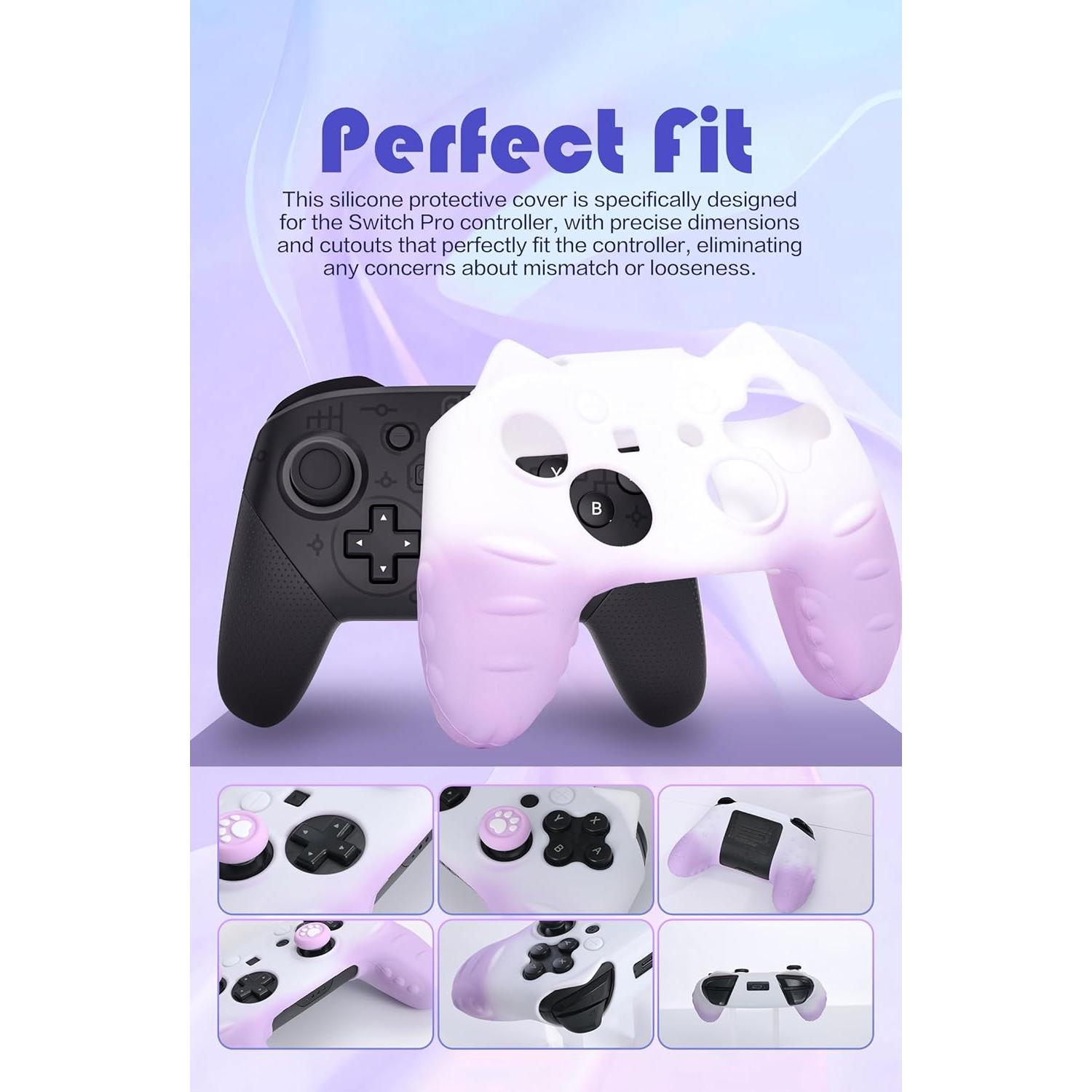 Funda Silicona Pro Controlador Switch NANANINO Morado Blanco