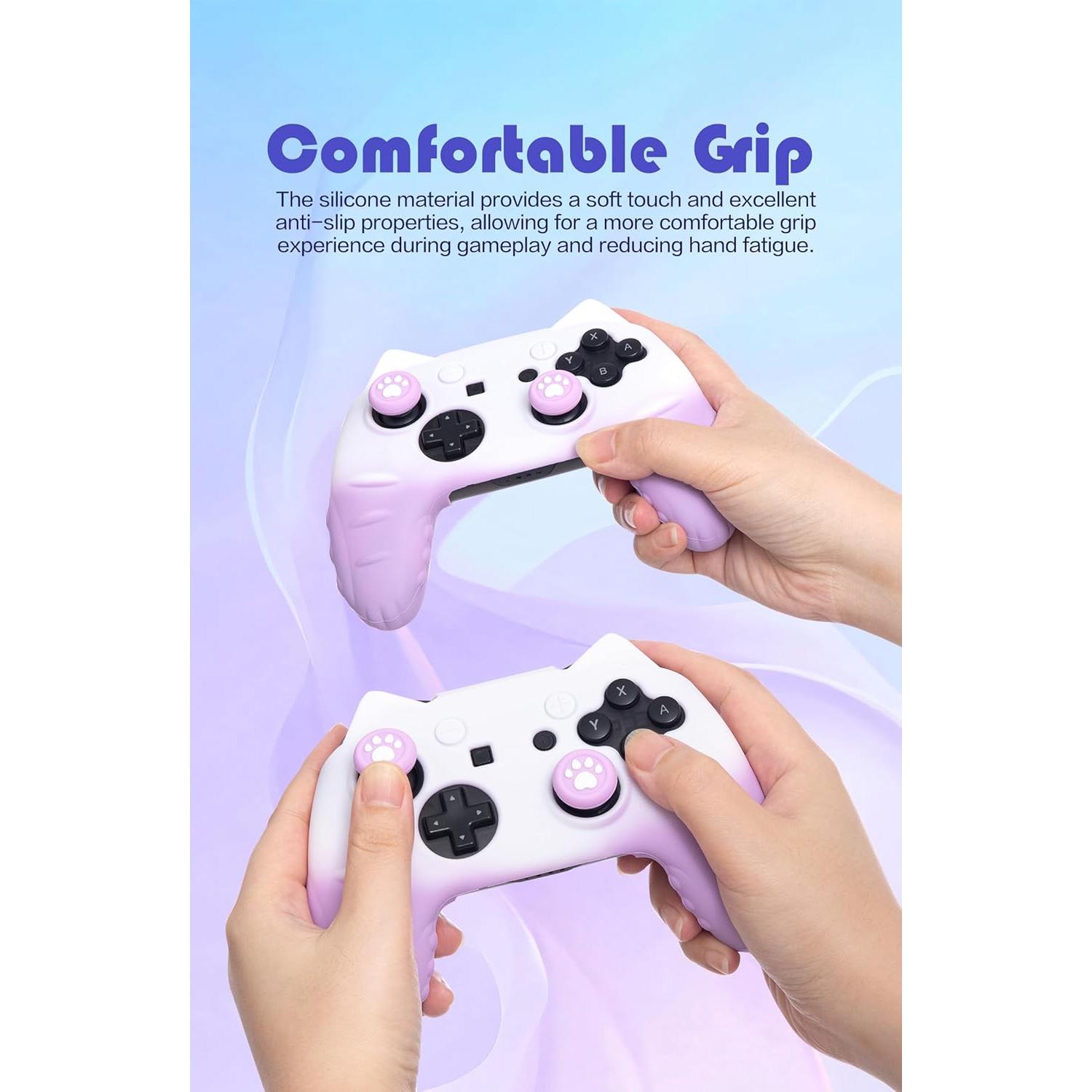 Funda Silicona Pro Controlador Switch NANANINO Morado Blanco