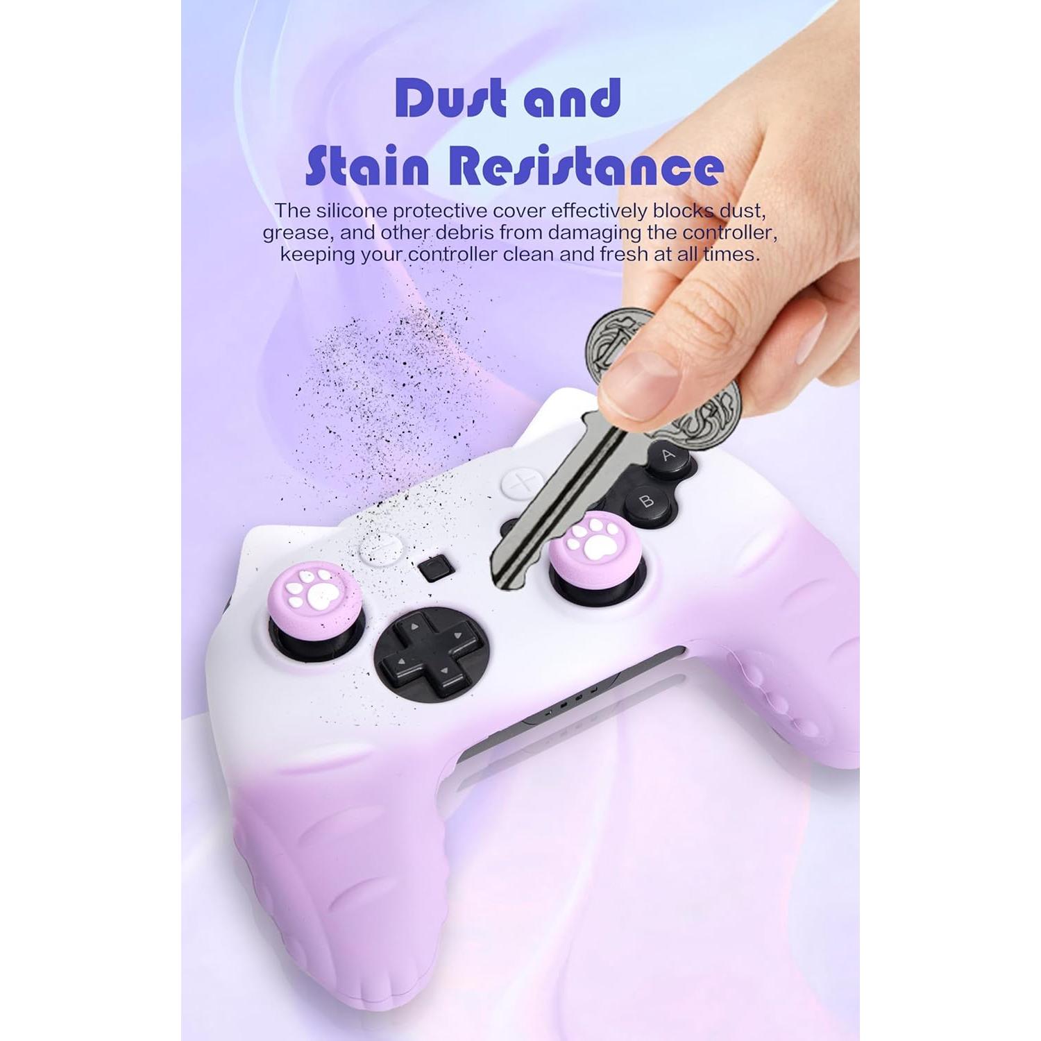 Funda Silicona Pro Controlador Switch NANANINO Morado Blanco