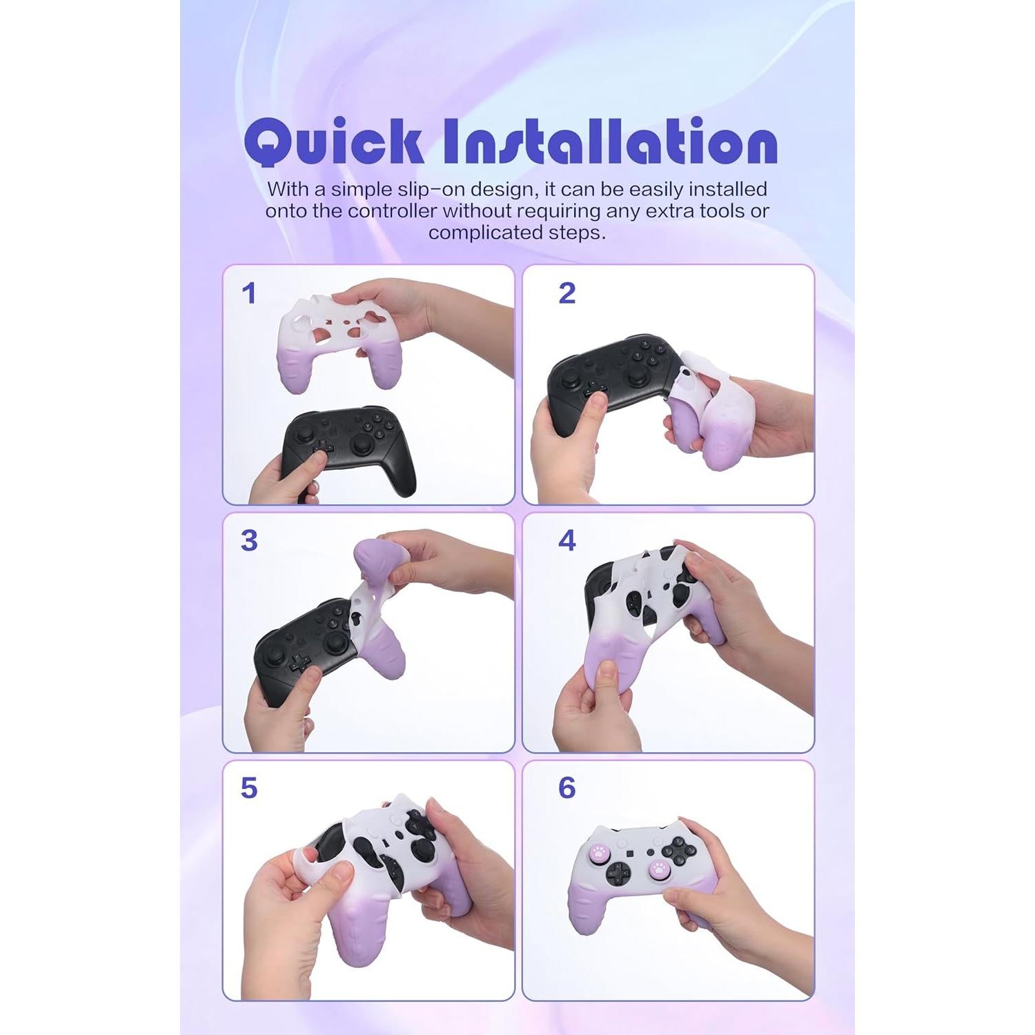 Funda Silicona Pro Controlador Switch NANANINO Morado Blanco