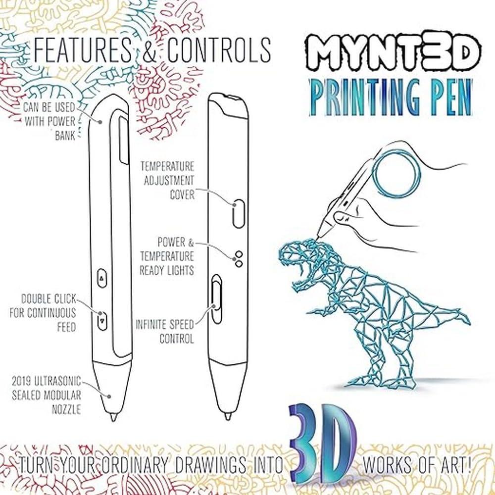 Bolígrafo 3D MYNT3D Super Pen ABS y PLA Control Velocidad
