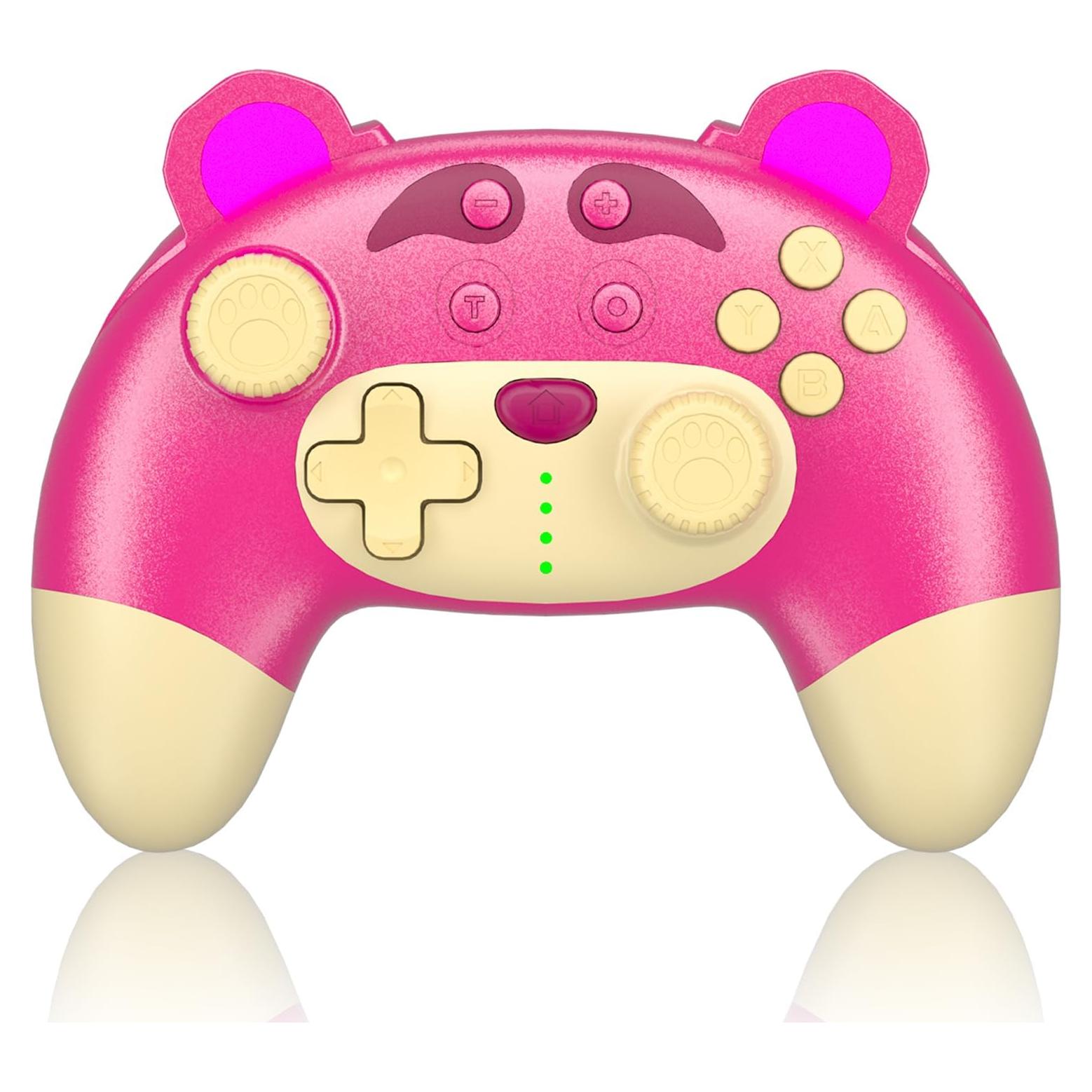 Controlador Pro Inalámbrico Rosa Oso de Fresa para Switch