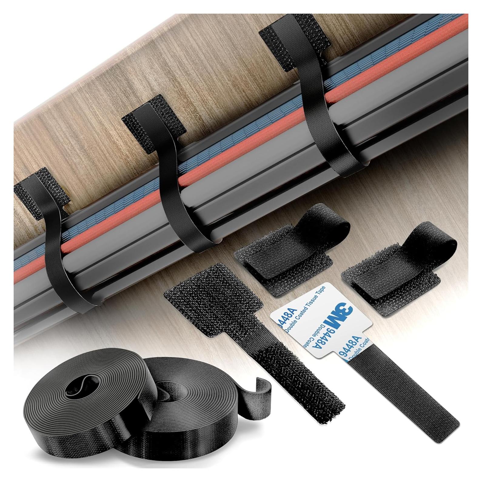 Organizador de Cables Tapsi 40 PCS Adhesivo Nylon Negro