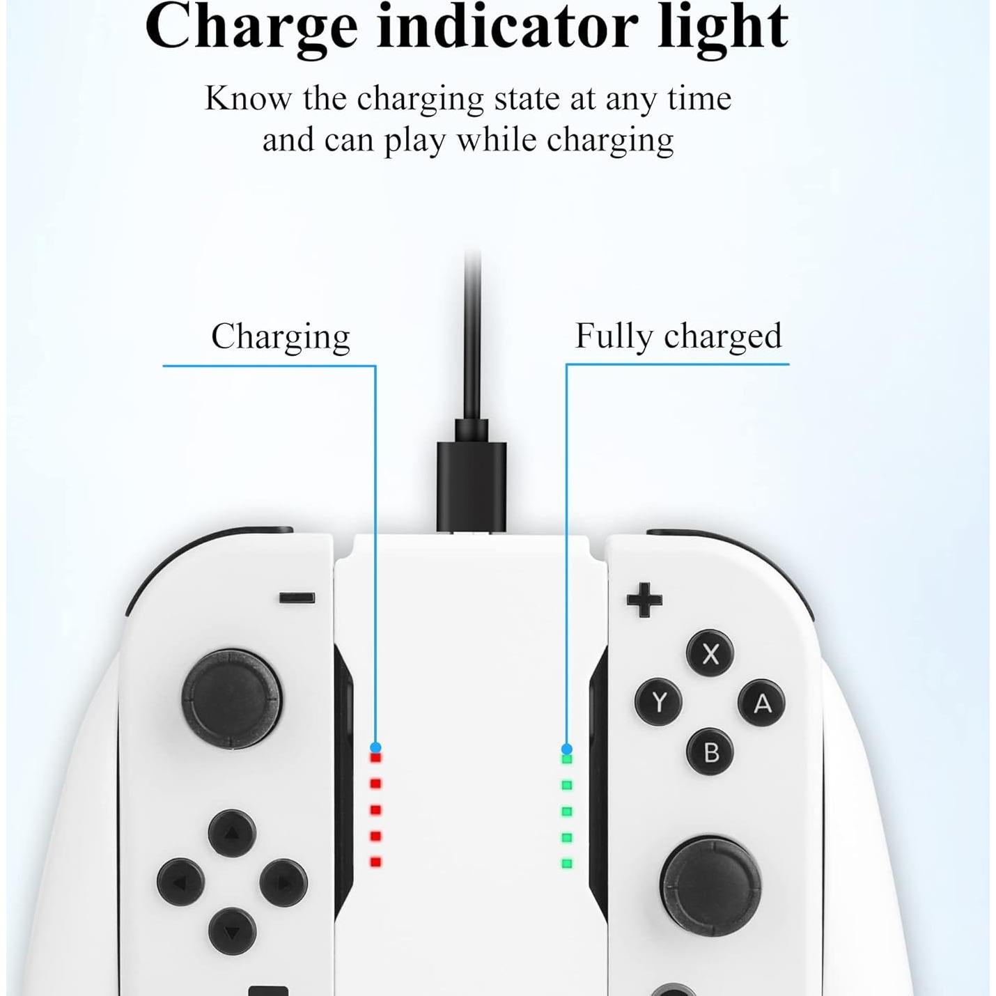 Agarre de Carga Joycon GLDRAM para Nintendo Switch - Blanco