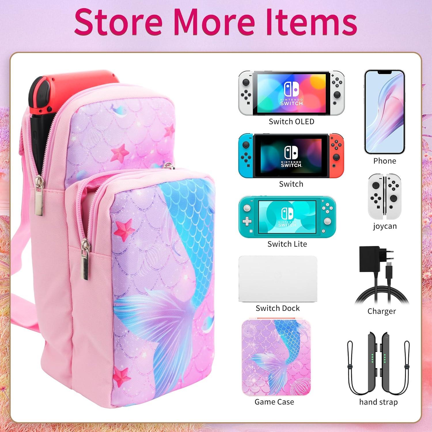 Bolsa de Viaje GLDRAM Sirena para Nintendo Switch Lite y OLED