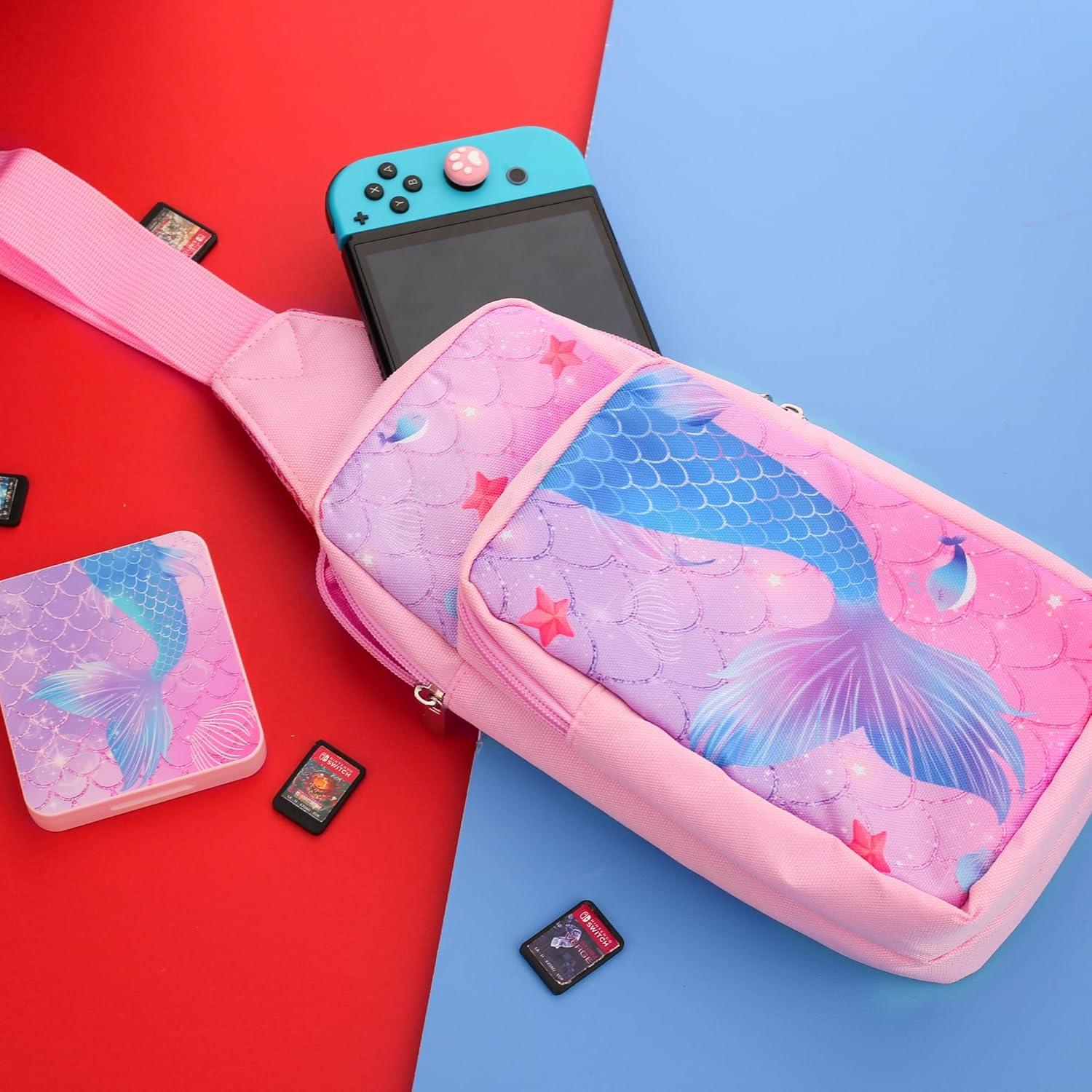Bolsa de Viaje GLDRAM Sirena para Nintendo Switch Lite y OLED
