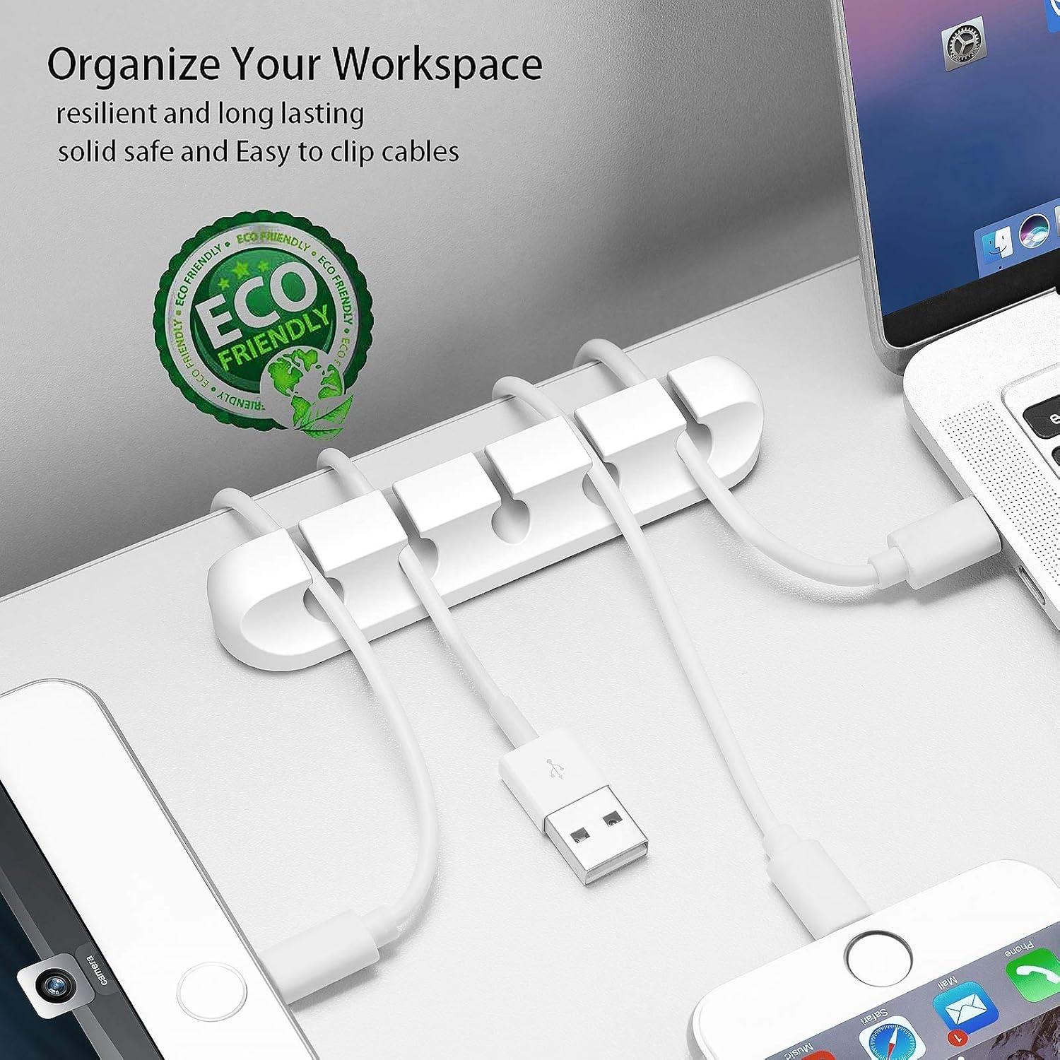 Organizador de Cables TviewSmart - 5 Clips Blancos Autoadhesivos