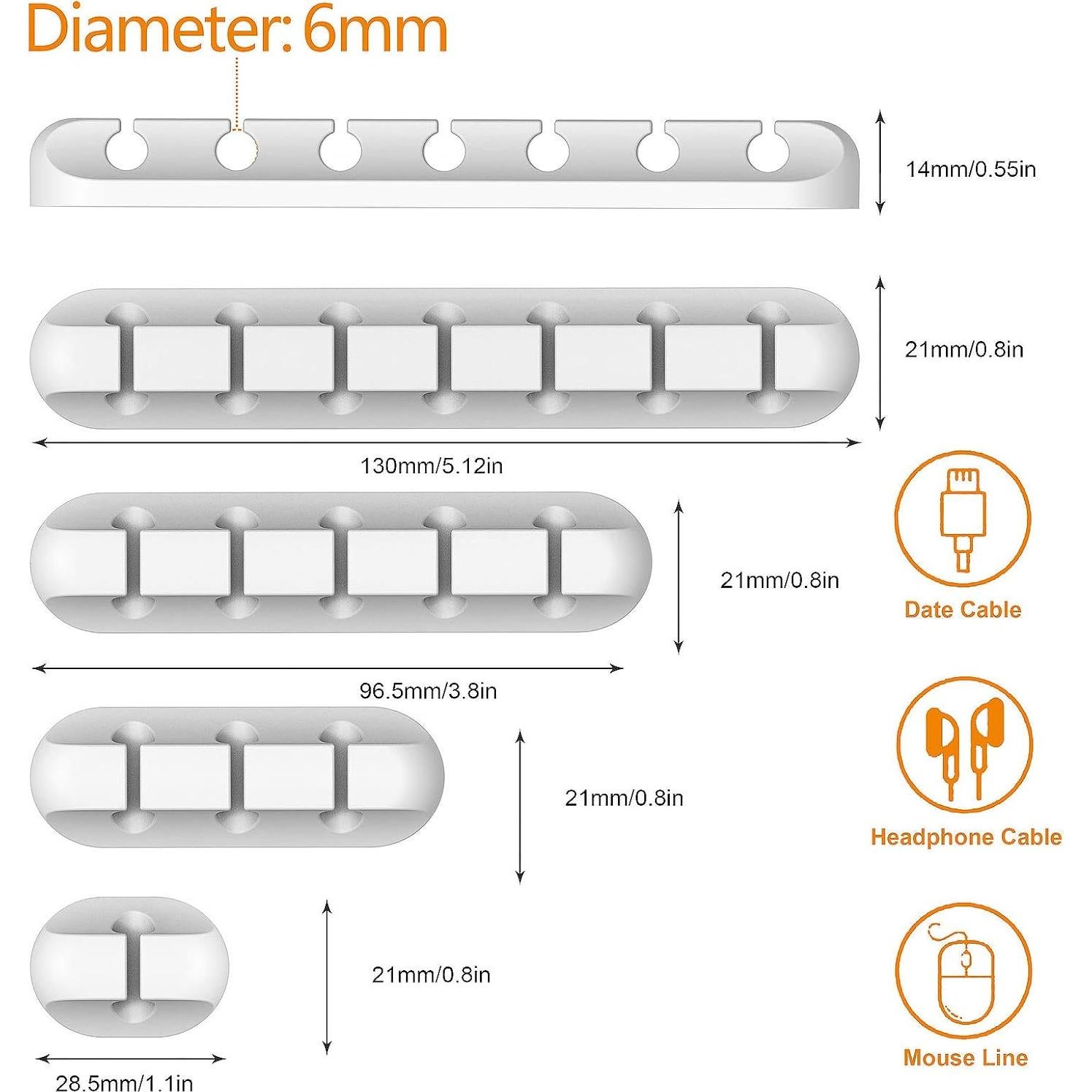 Organizador de Cables TviewSmart - 5 Clips Blancos Autoadhesivos