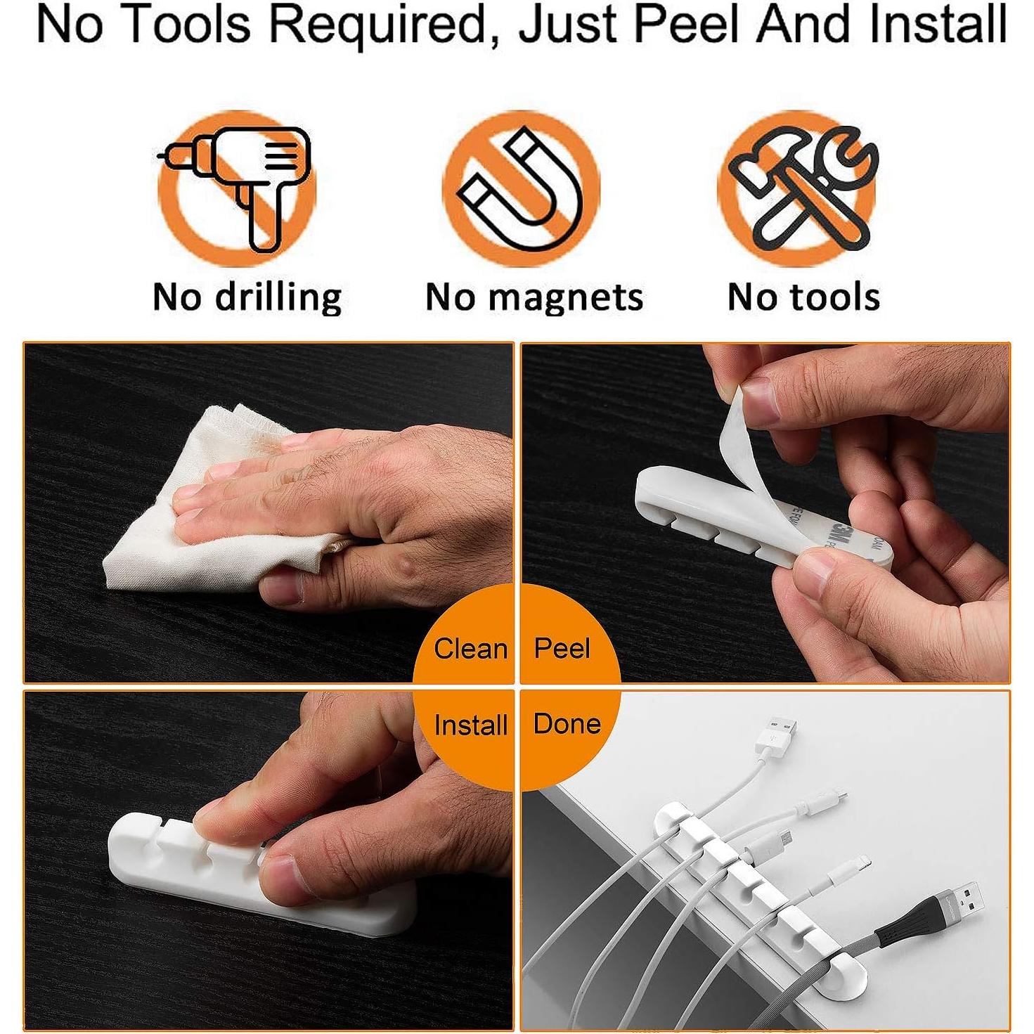 Organizador de Cables TviewSmart - 5 Clips Blancos Autoadhesivos