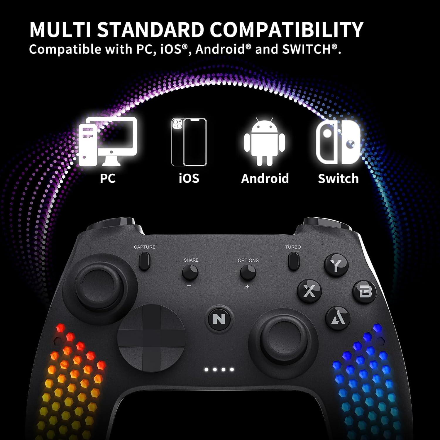 Controlador Nitho para PC y Switch con RGB y giroscopio
