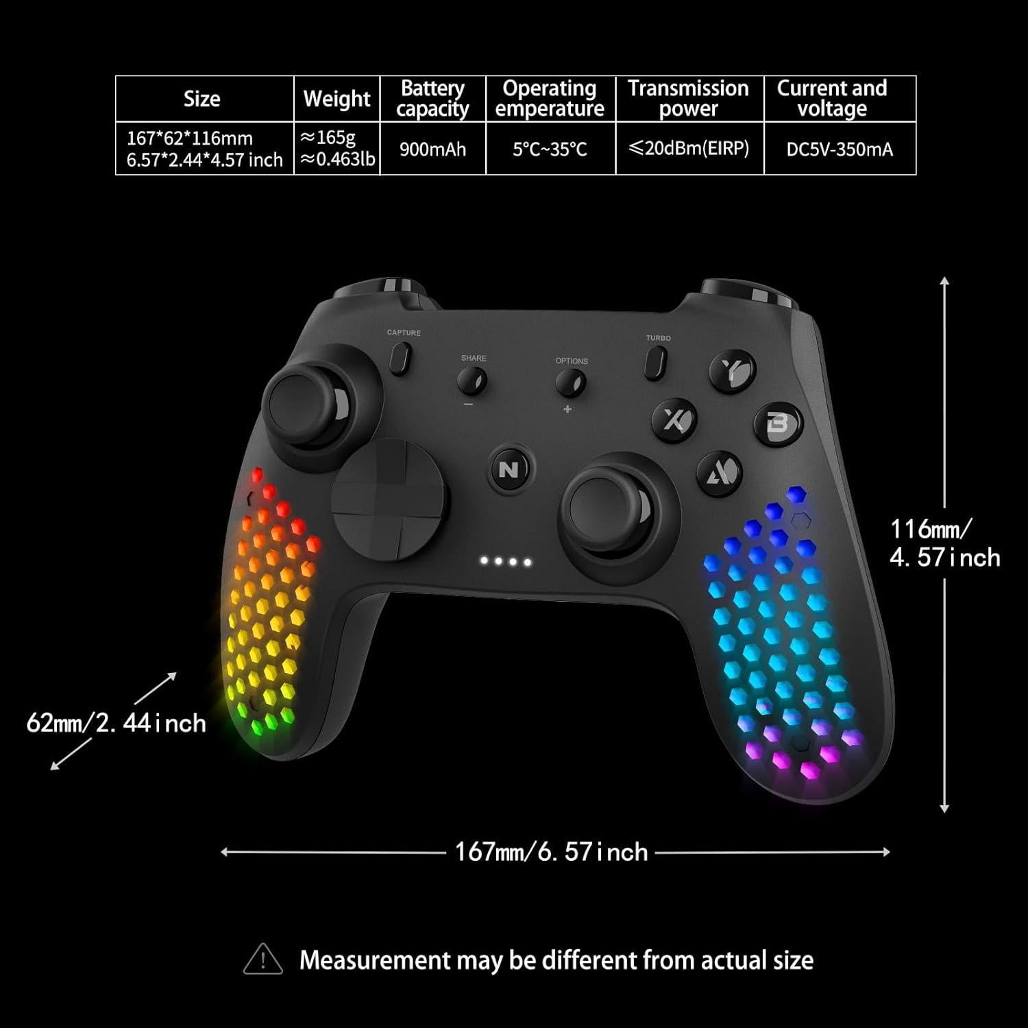 Controlador Nitho para PC y Switch con RGB y giroscopio