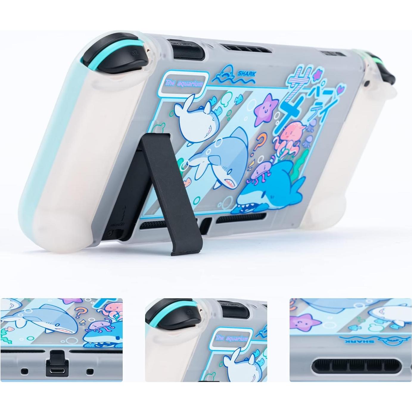 Funda Protectora GeekShare Shark + Tapas Joystick Nintendo Switch