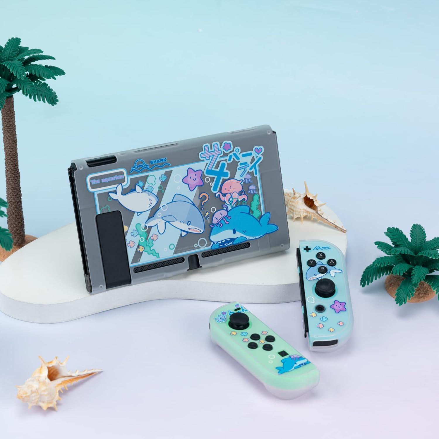 Funda Protectora GeekShare Shark + Tapas Joystick Nintendo Switch