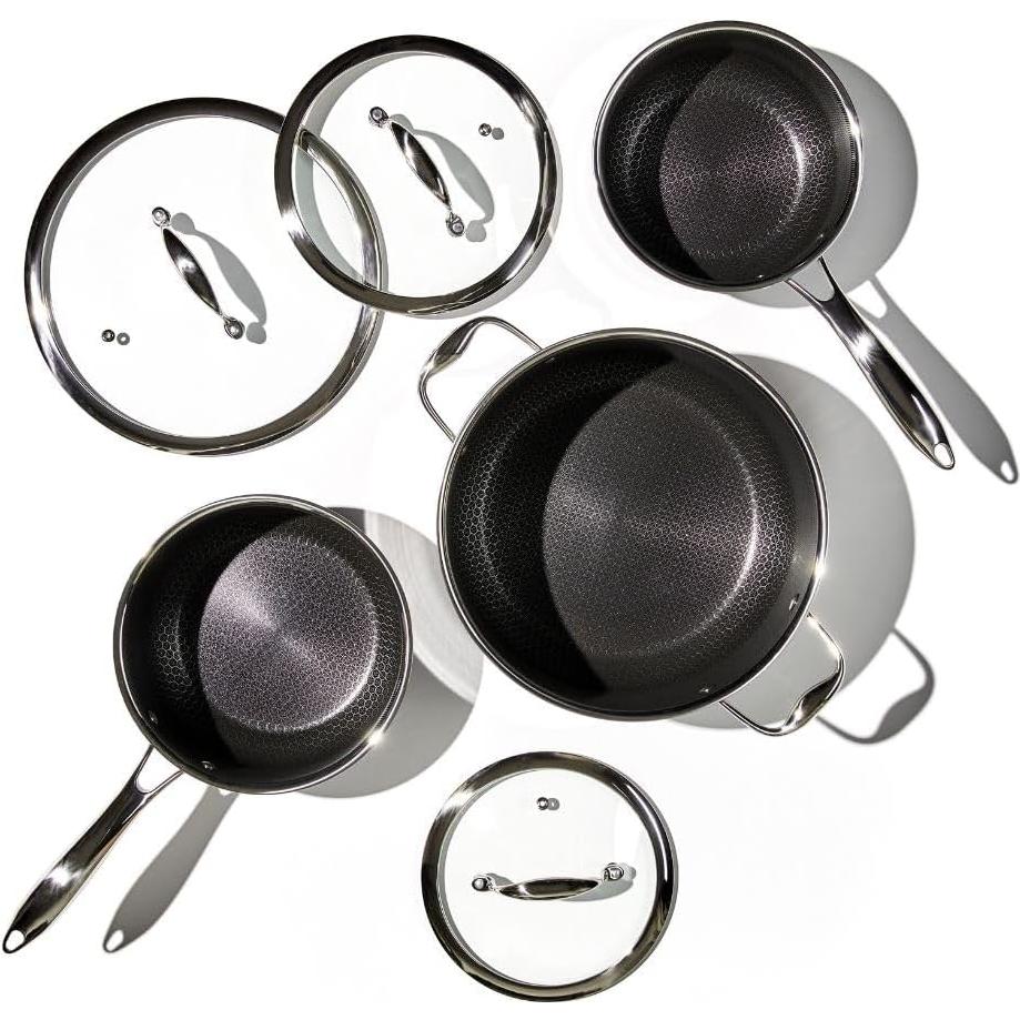 Juego de Ollas HexClad 6 Piezas Antiadherente con Trivets