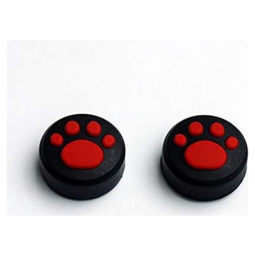 2X Silicone Analog Non-Slip Thumb Grips Stick Cap Case Cover Handle Joystick Button Caps for Nintendo Switch NS & Switch Lite Joy-con Controller Cute Cat Claw (Red)
