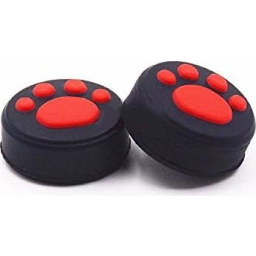 2X Silicone Analog Non-Slip Thumb Grips Stick Cap Case Cover Handle Joystick Button Caps for Nintendo Switch NS & Switch Lite Joy-con Controller Cute Cat Claw (Red)