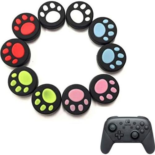 2X Silicone Analog Non-Slip Thumb Grips Stick Cap Case Cover Handle Joystick Button Caps for Nintendo Switch NS & Switch Lite Joy-con Controller Cute Cat Claw (Red)