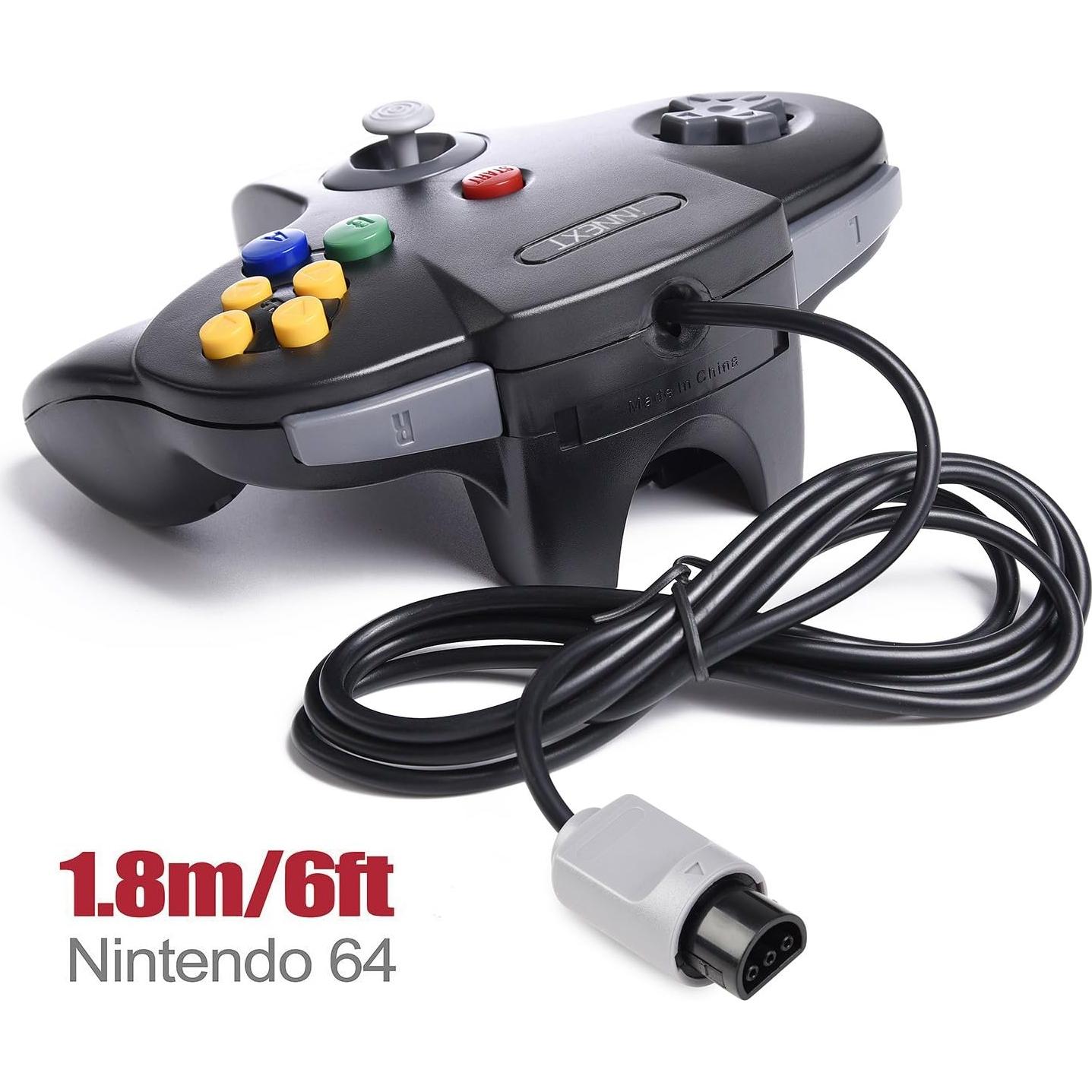 2-Pack Wired Classic 64 Controller Bundle with 2 Extension Cords [1.8m/6ft ] Compatible with N64 Video Game Console (Black and Yellow)