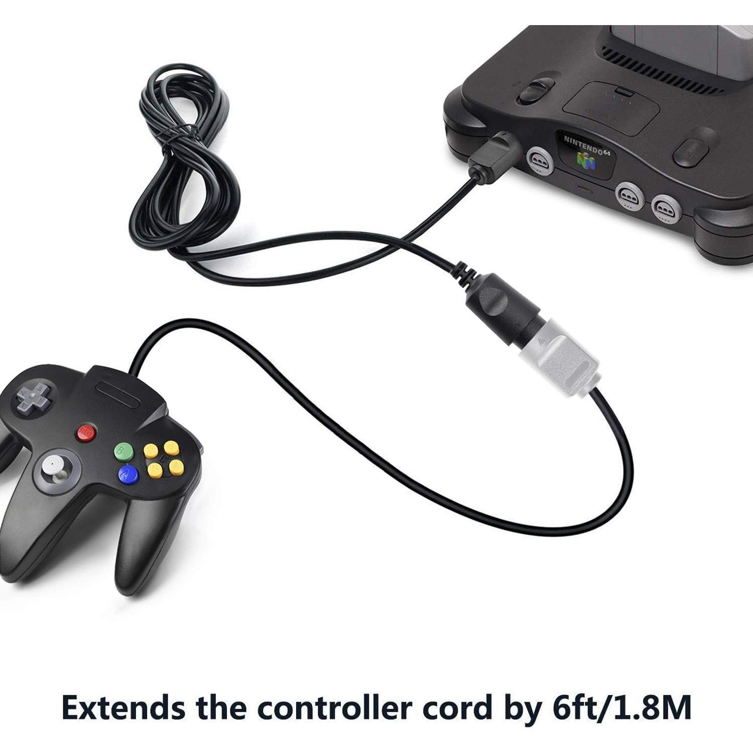 2-Pack Wired Classic 64 Controller Bundle with 2 Extension Cords [1.8m/6ft ] Compatible with N64 Video Game Console (Black and Yellow)