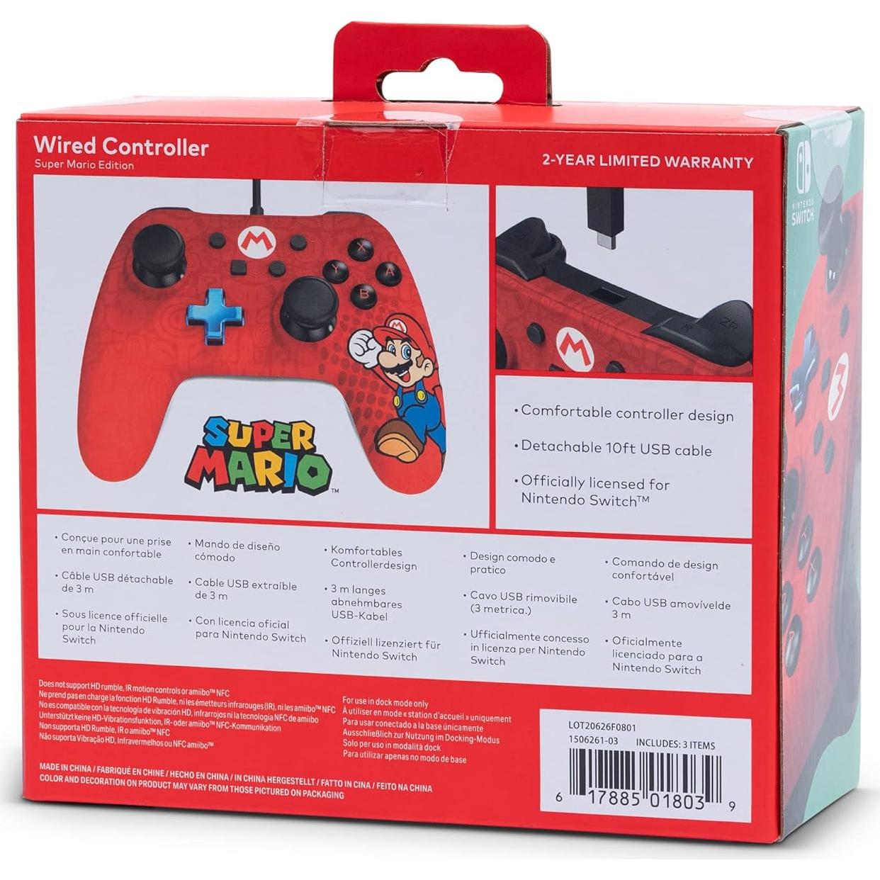 Controlador con cable PowerA Mario para Nintendo Switch