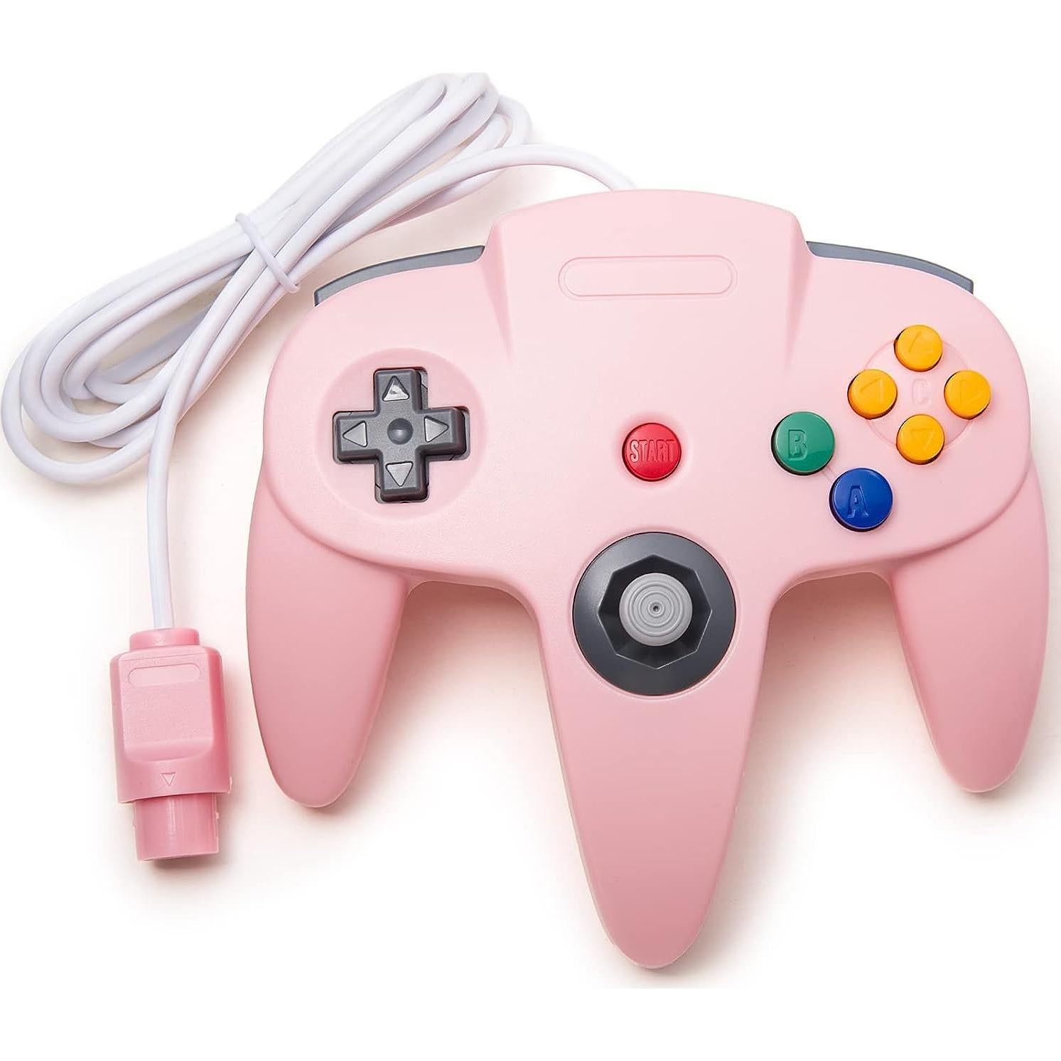 Controlador KIWITATA N64 Rosa y Gris con Cable 1.7m