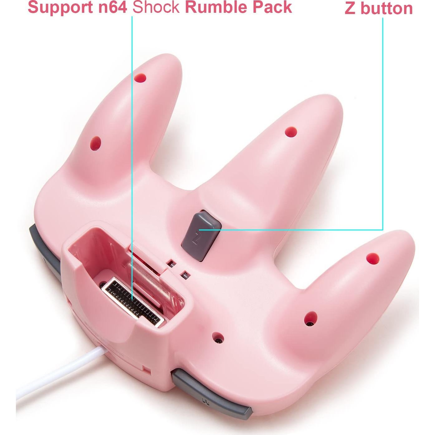 Controlador KIWITATA N64 Rosa y Gris con Cable 1.7m