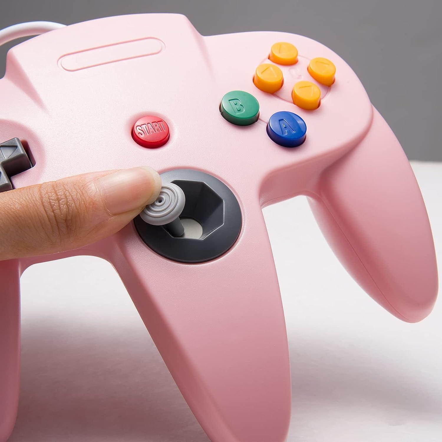 Controlador KIWITATA N64 Rosa y Gris con Cable 1.7m