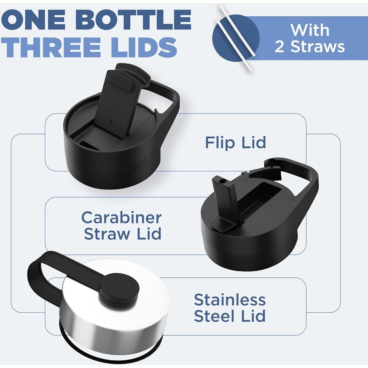 Botella de Agua Iron °Flask 0.62L Acero Inoxidable 3 Tapas