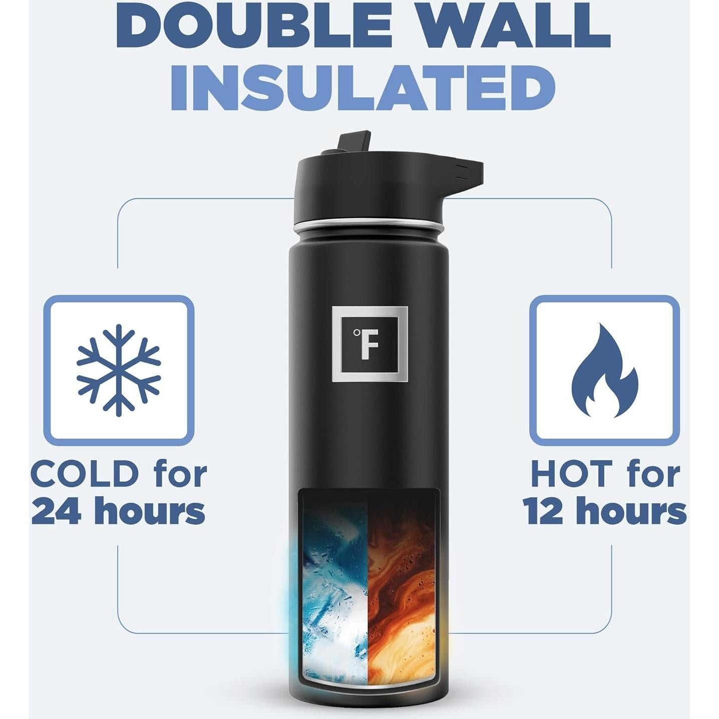 Botella de Agua Iron °Flask 0.62L Acero Inoxidable 3 Tapas