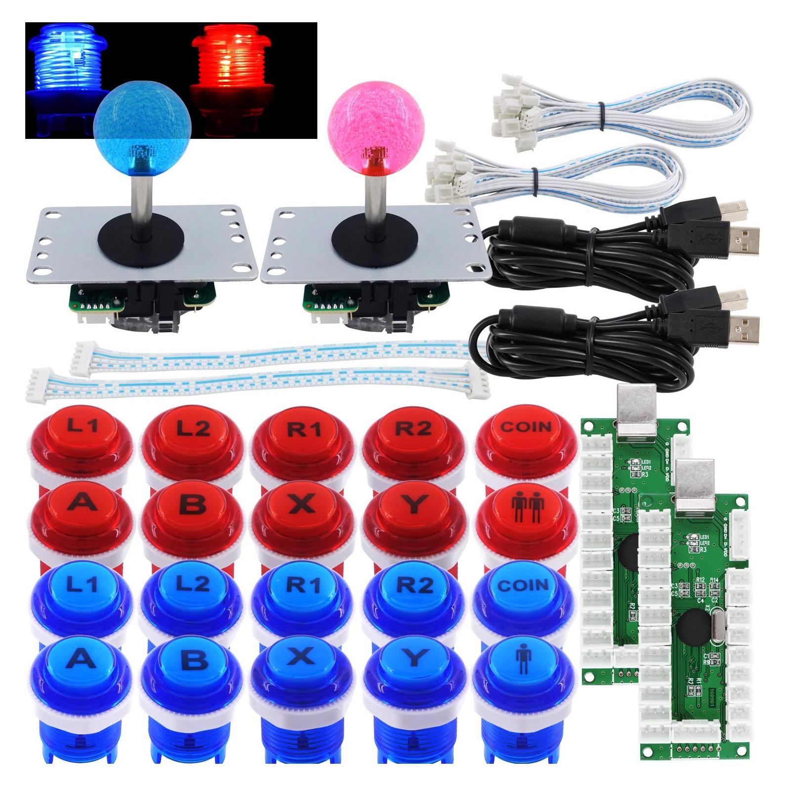 Controlador de Juego SJ@JX para 2 Jugadores LED Rojo Azul