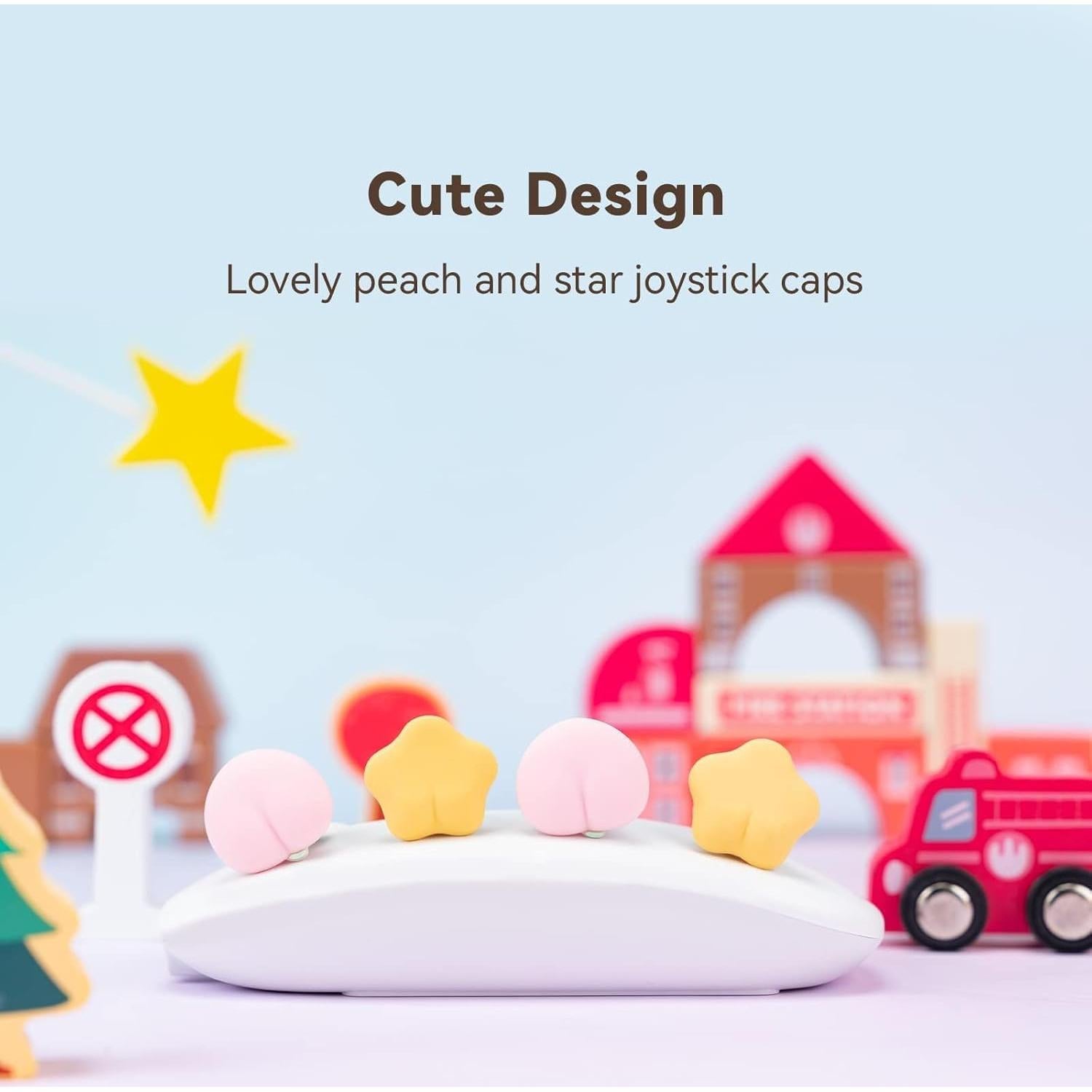 GeekShare Cute Silicone Joy Con Thumb Grip Caps, Joystick Cover Compatible with Switch/OLED/Switch Lite,4PCS - Peach & Star