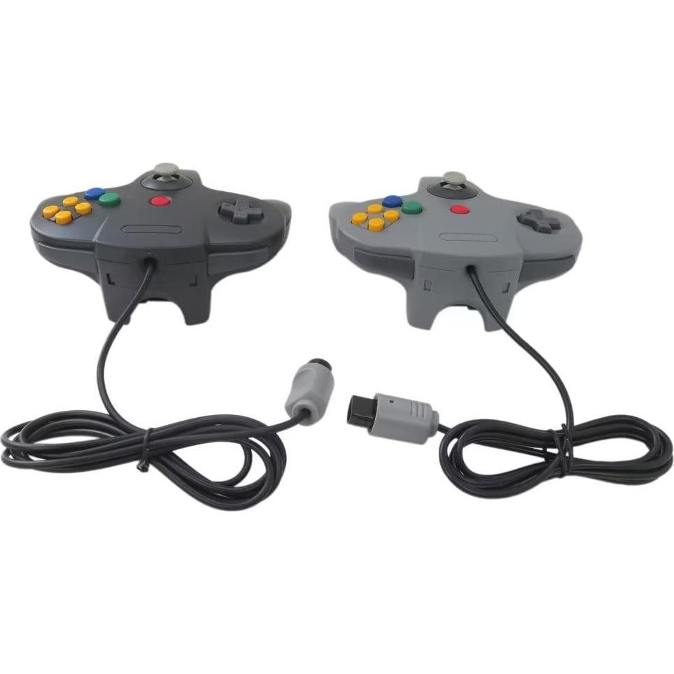 2 Pack Wired Controller Joystick Video Game Console Classic For Nintendo 64 N64-Plug & Play (Non PC USB Version) (Gray/Black)