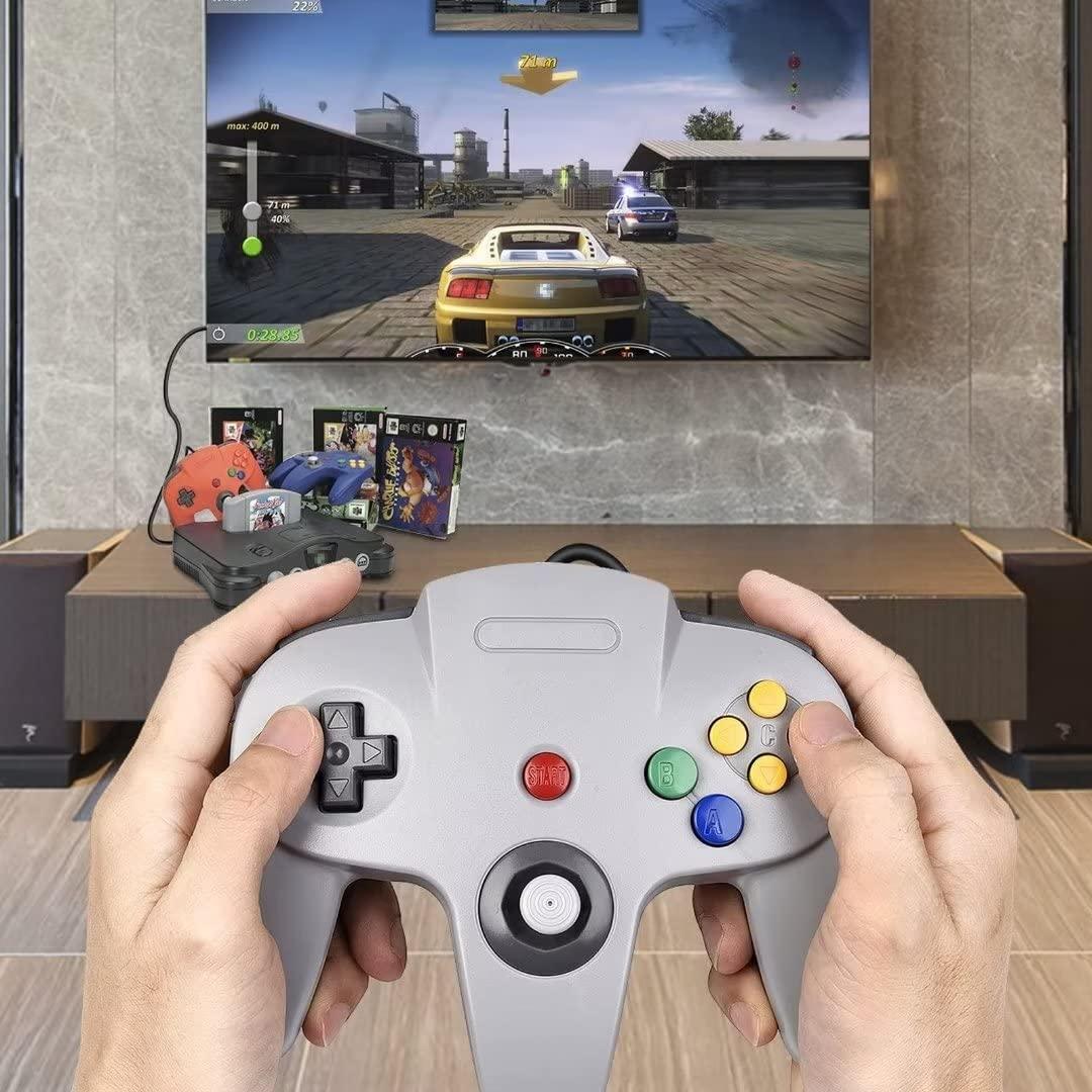 2 Pack Wired Controller Joystick Video Game Console Classic For Nintendo 64 N64-Plug & Play (Non PC USB Version) (Gray/Black)